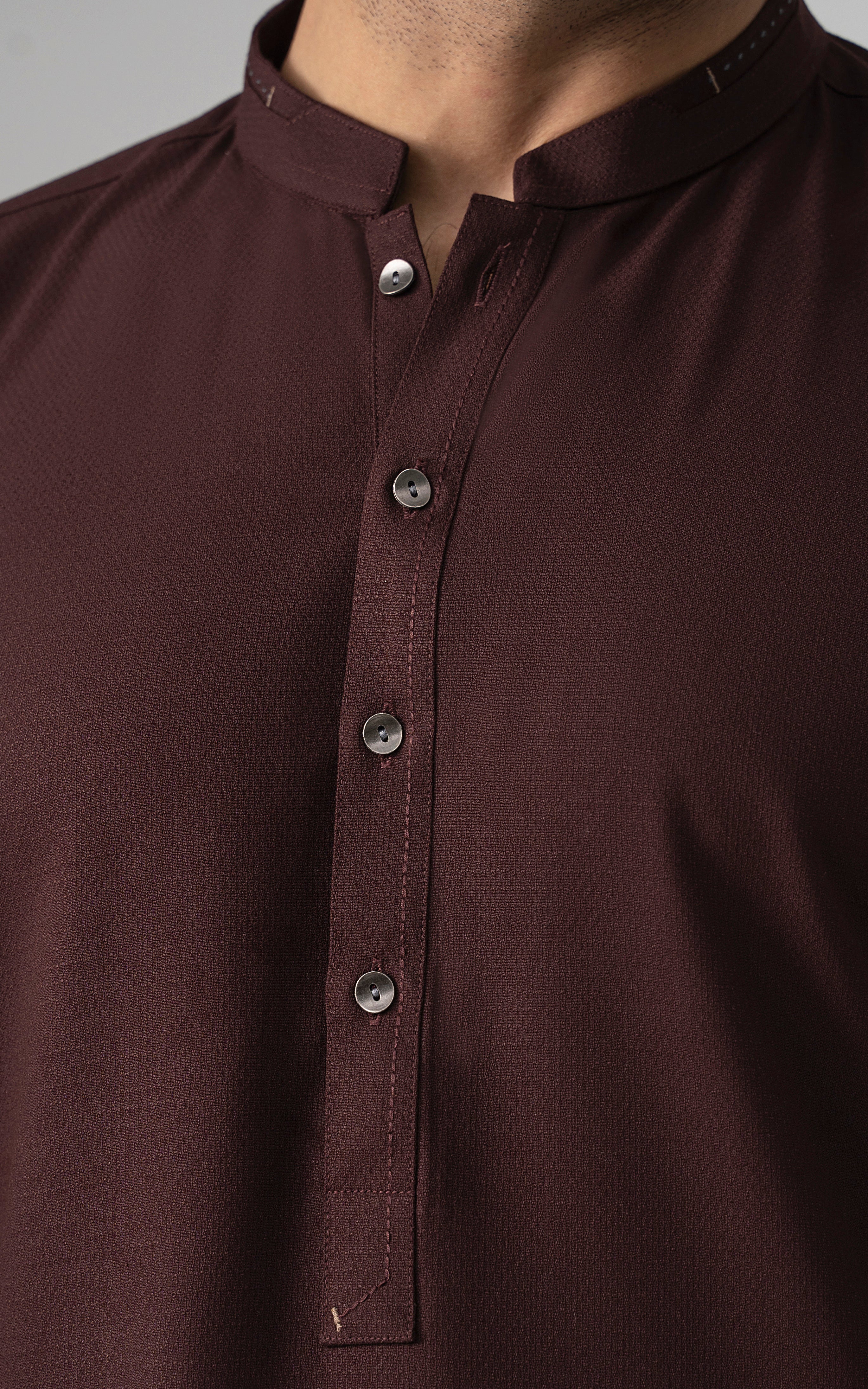 TEXTURED BLENDED WASH & WEAR - SIGNATURE COLLECTION DARK MAROON - Image 5