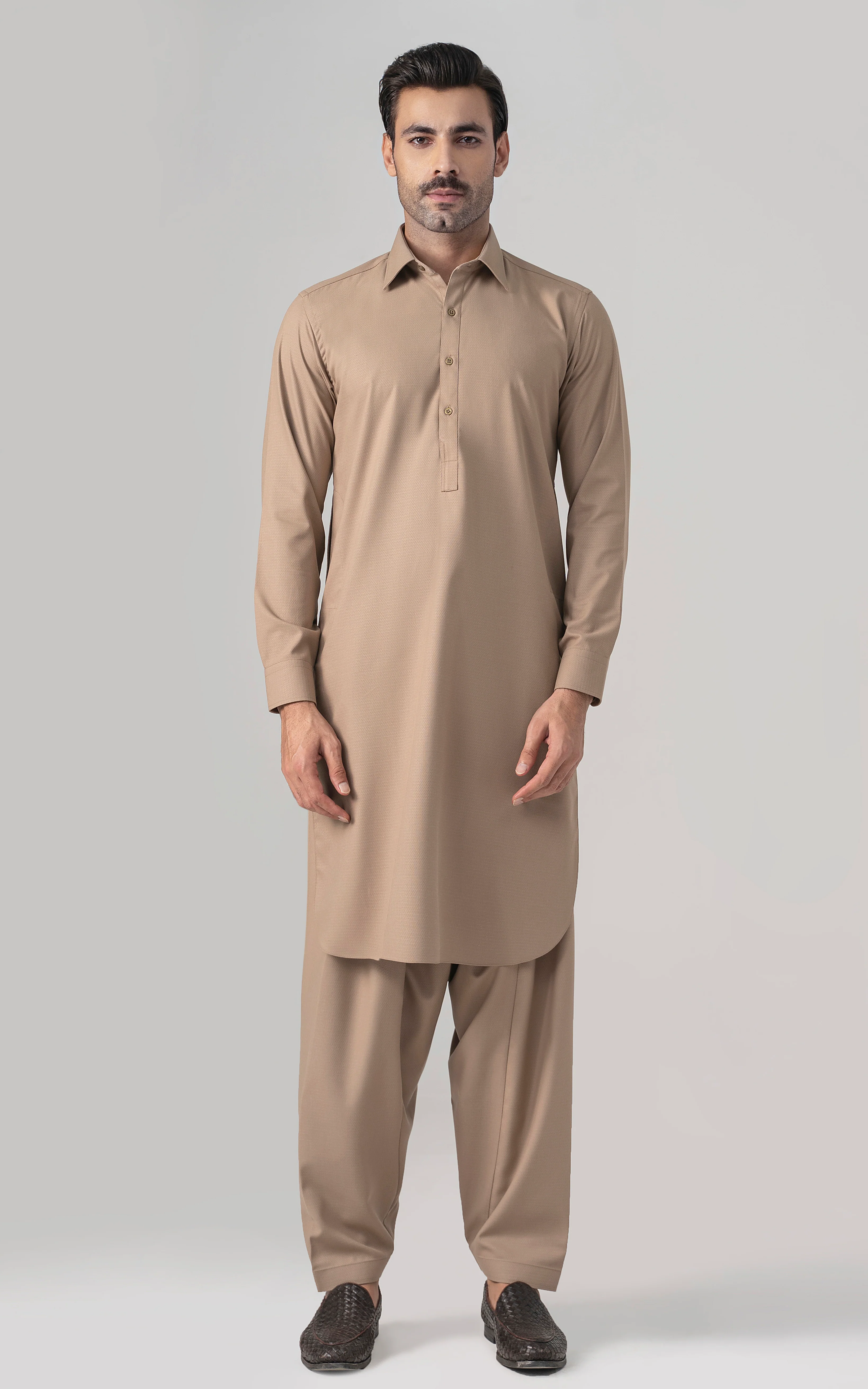 TEXTURED BLENDED WASH & WEAR - SIGNATURE COLLECTION KHAKI