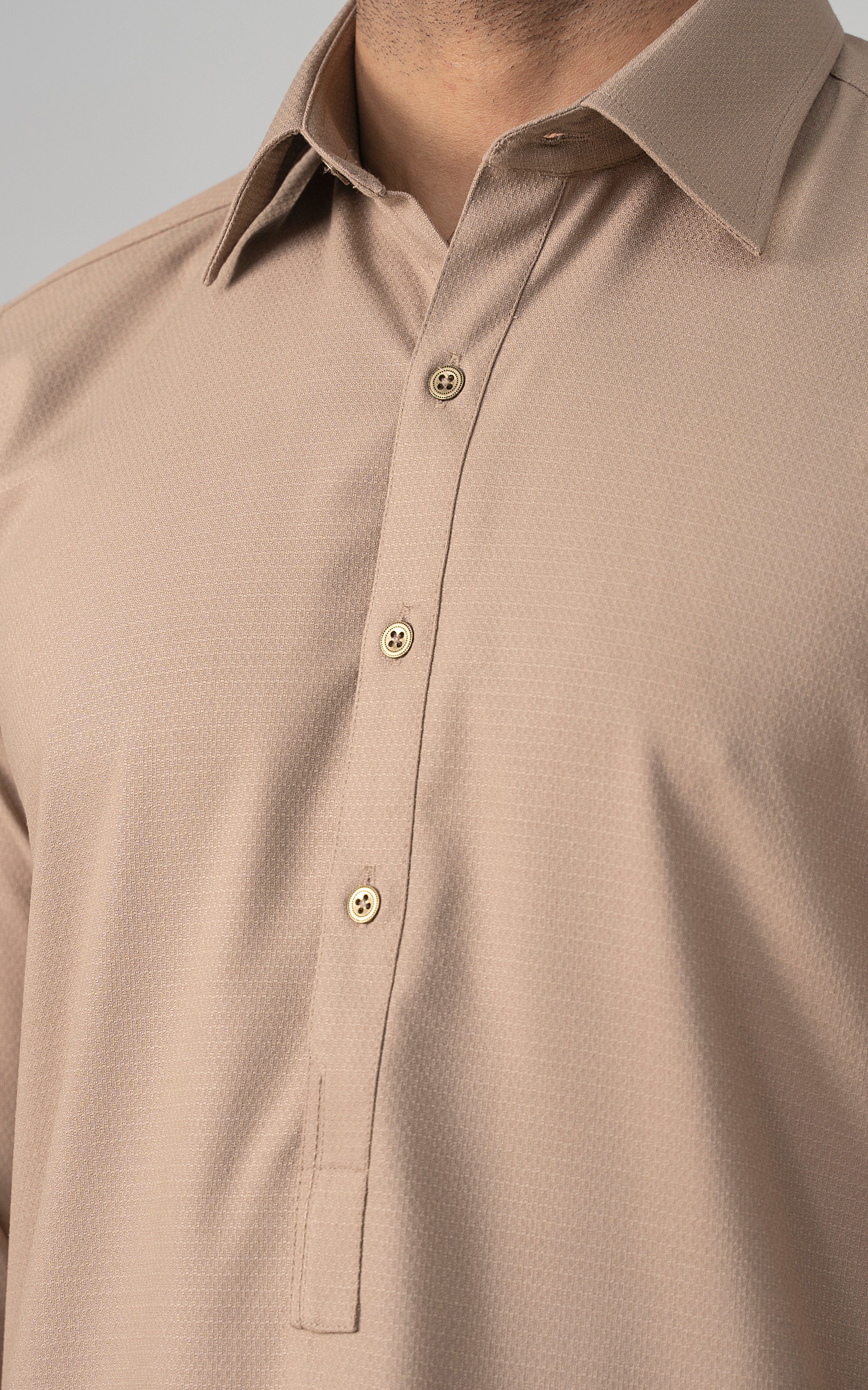 TEXTURED BLENDED WASH & WEAR - SIGNATURE COLLECTION KHAKI - Image 5