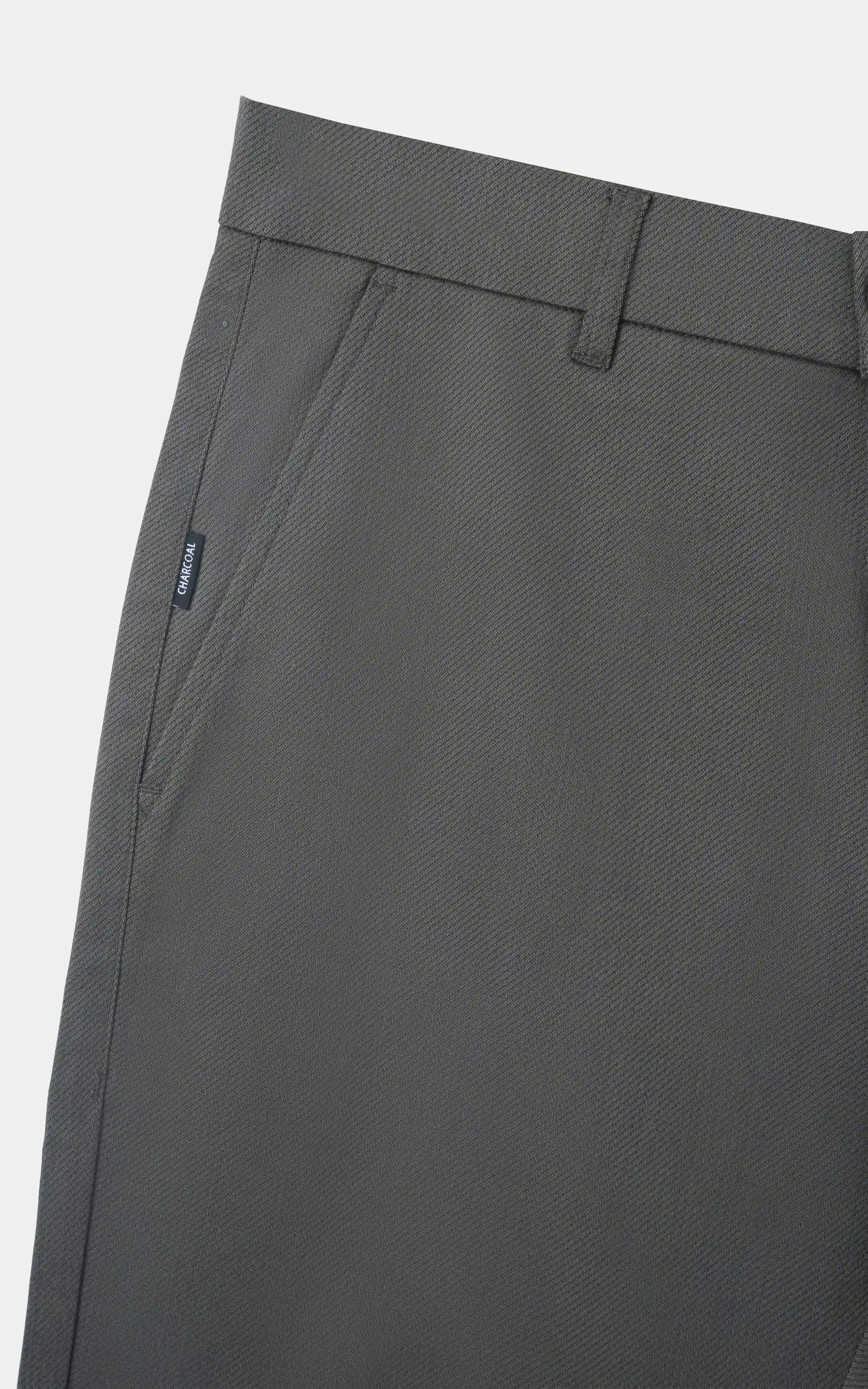 TEXTURED REGULAR FIT CASUAL PANT OLIVE - Image 2