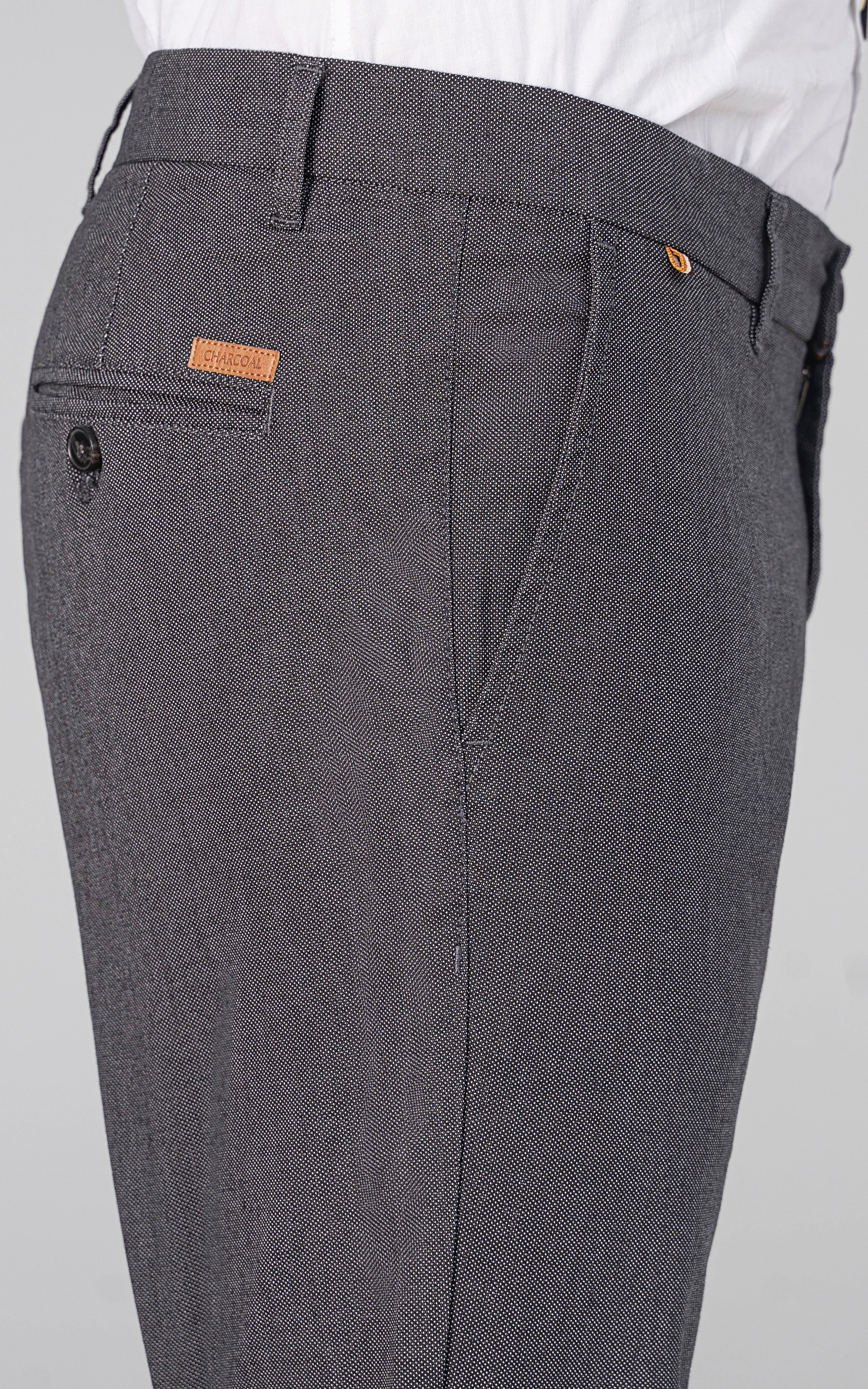 TEXTURED SMART FIT CASUAL PANT CHARCOAL - Image 2
