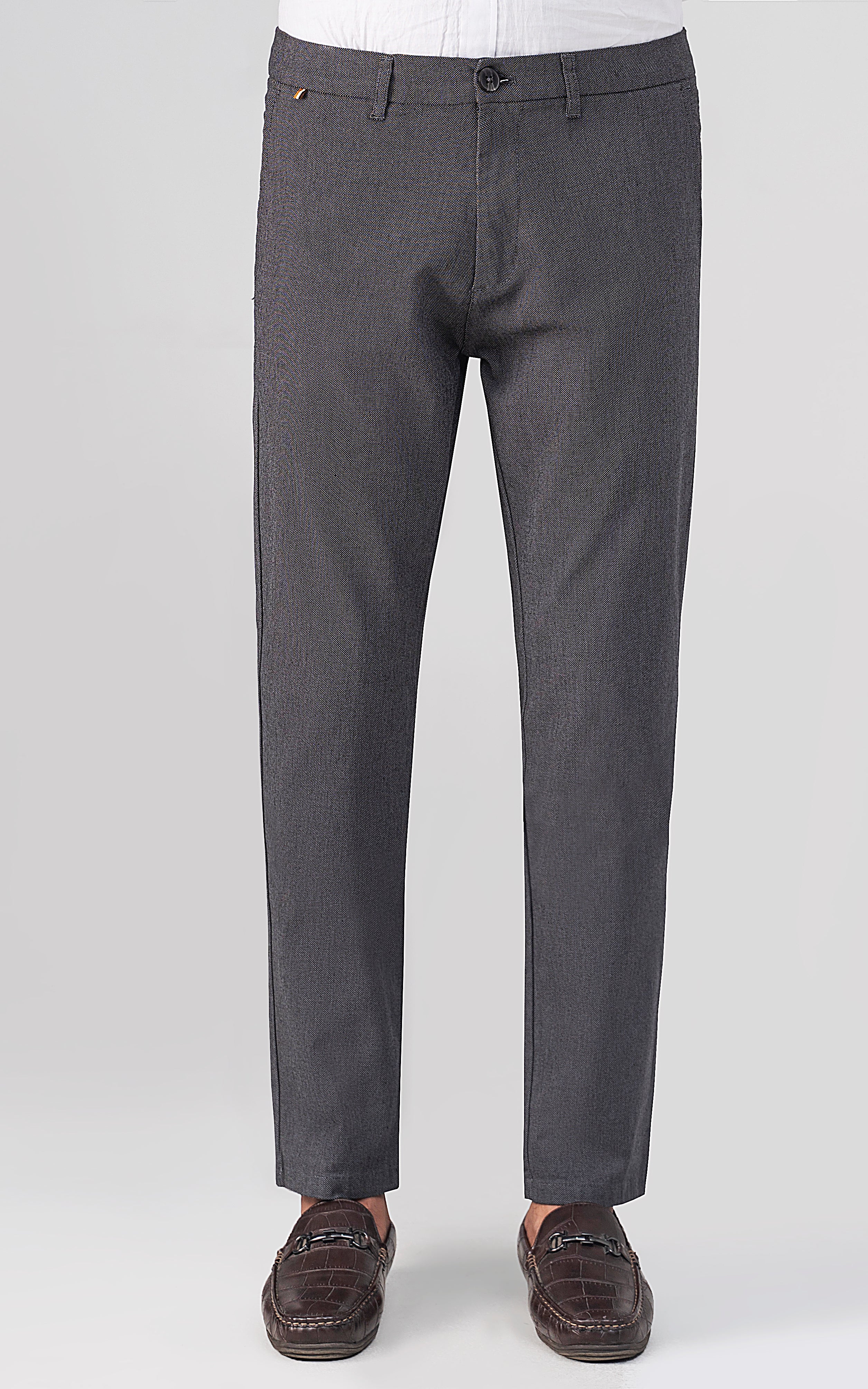 TEXTURED SMART FIT CASUAL PANT CHARCOAL - Image 3