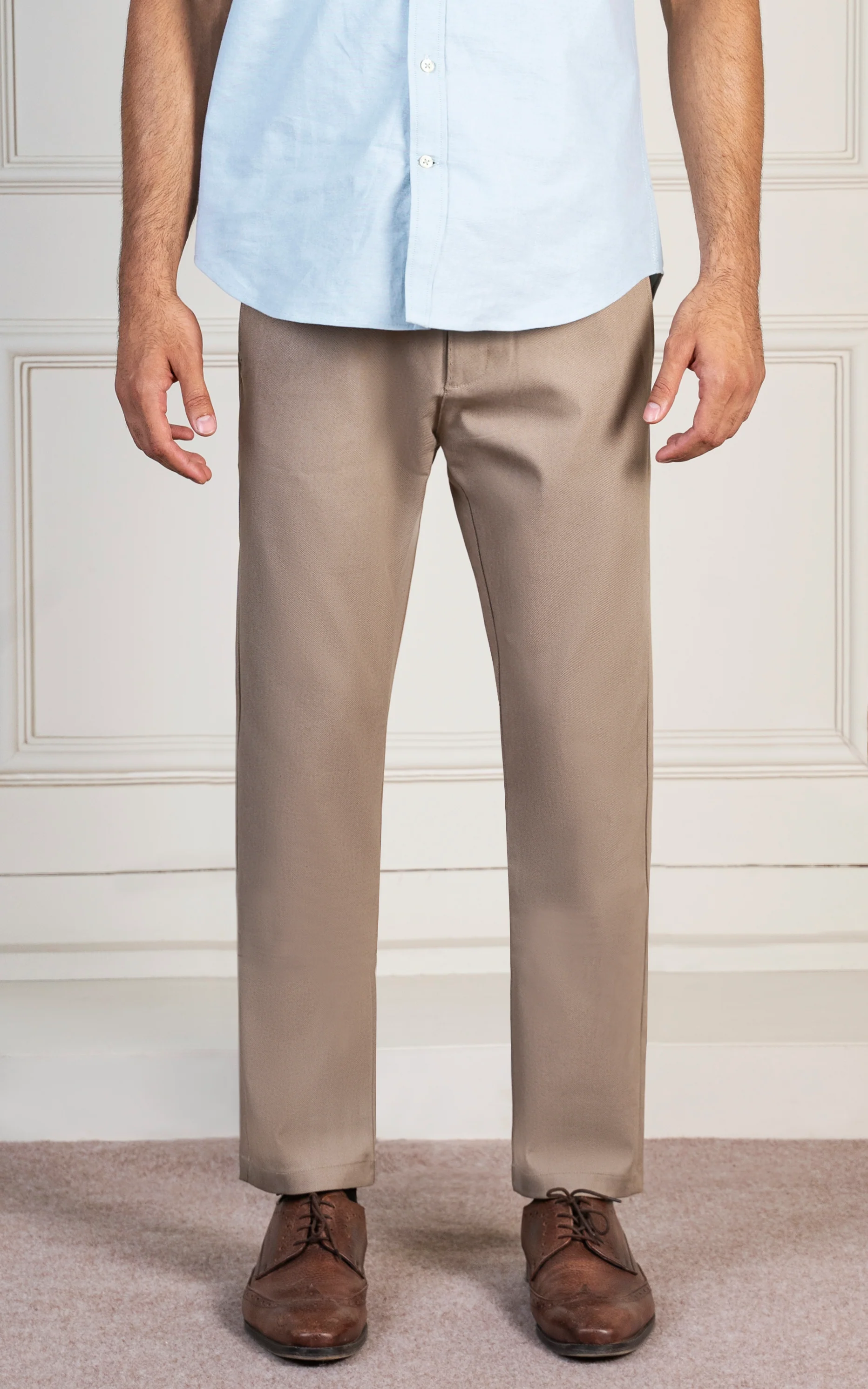 TEXTURED SMART FIT PANT KHAKI - Image 2