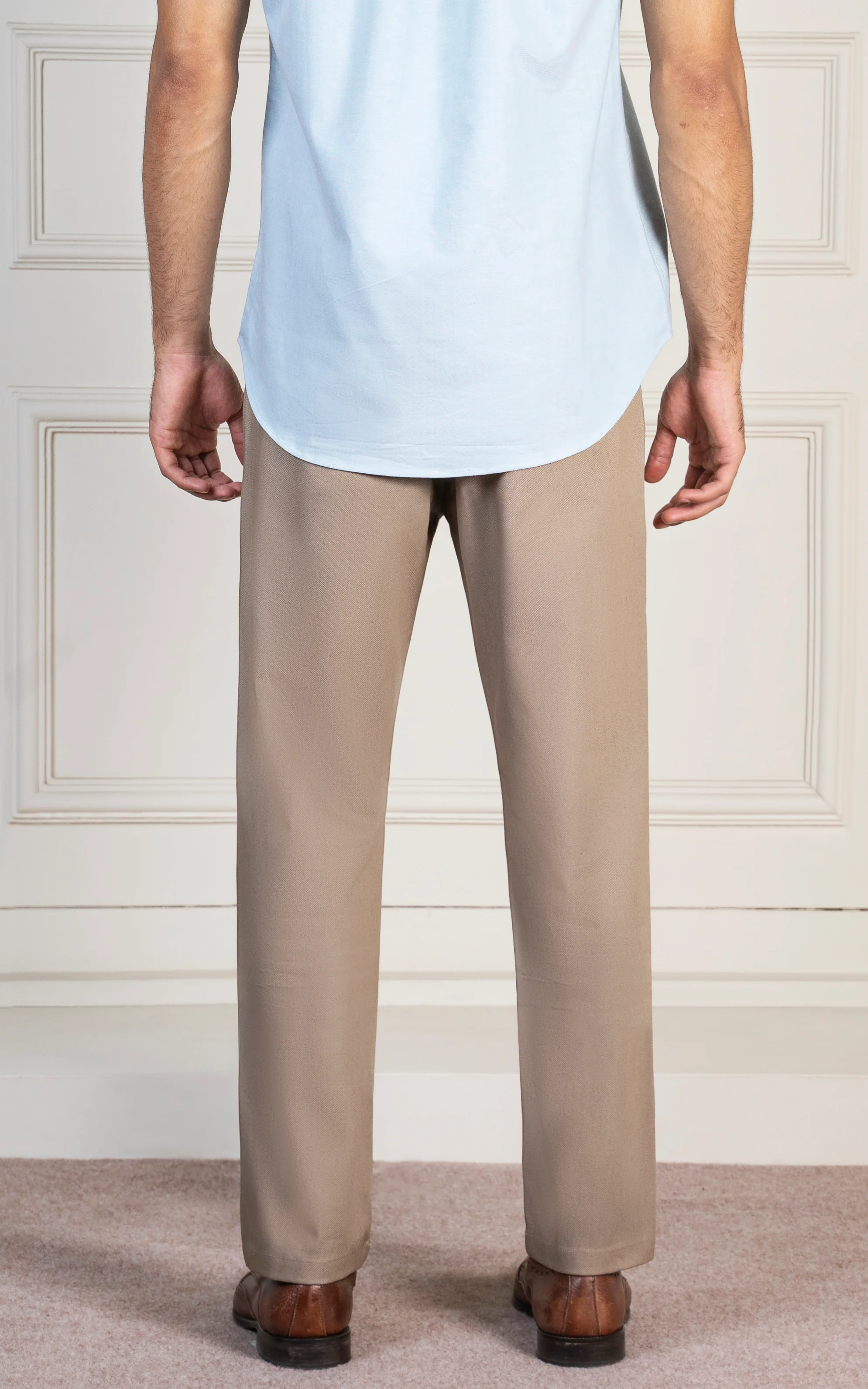 TEXTURED SMART FIT PANT KHAKI - Image 3