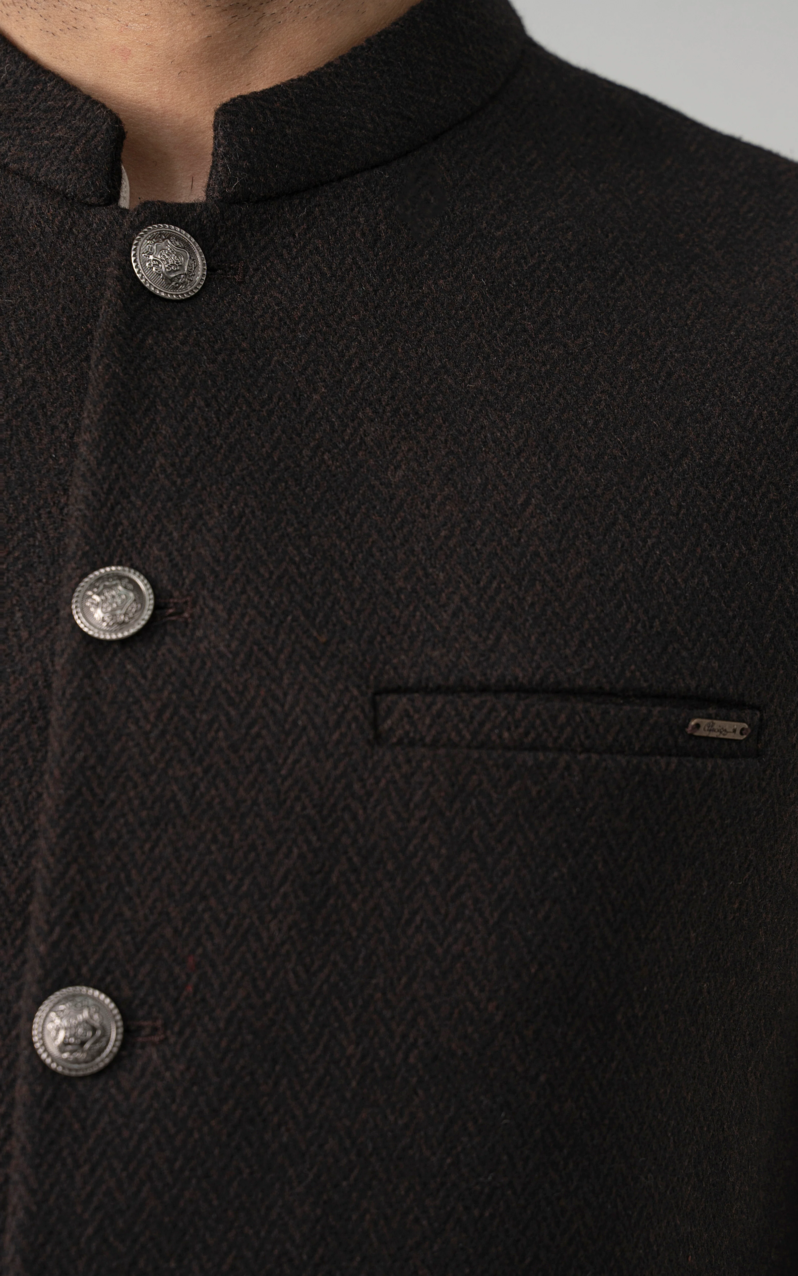 TEXTURED WOOL BLENDED WAISTCOAT - SIGNATURE COLLECTION CHOCOLATE BROWN - Image 4