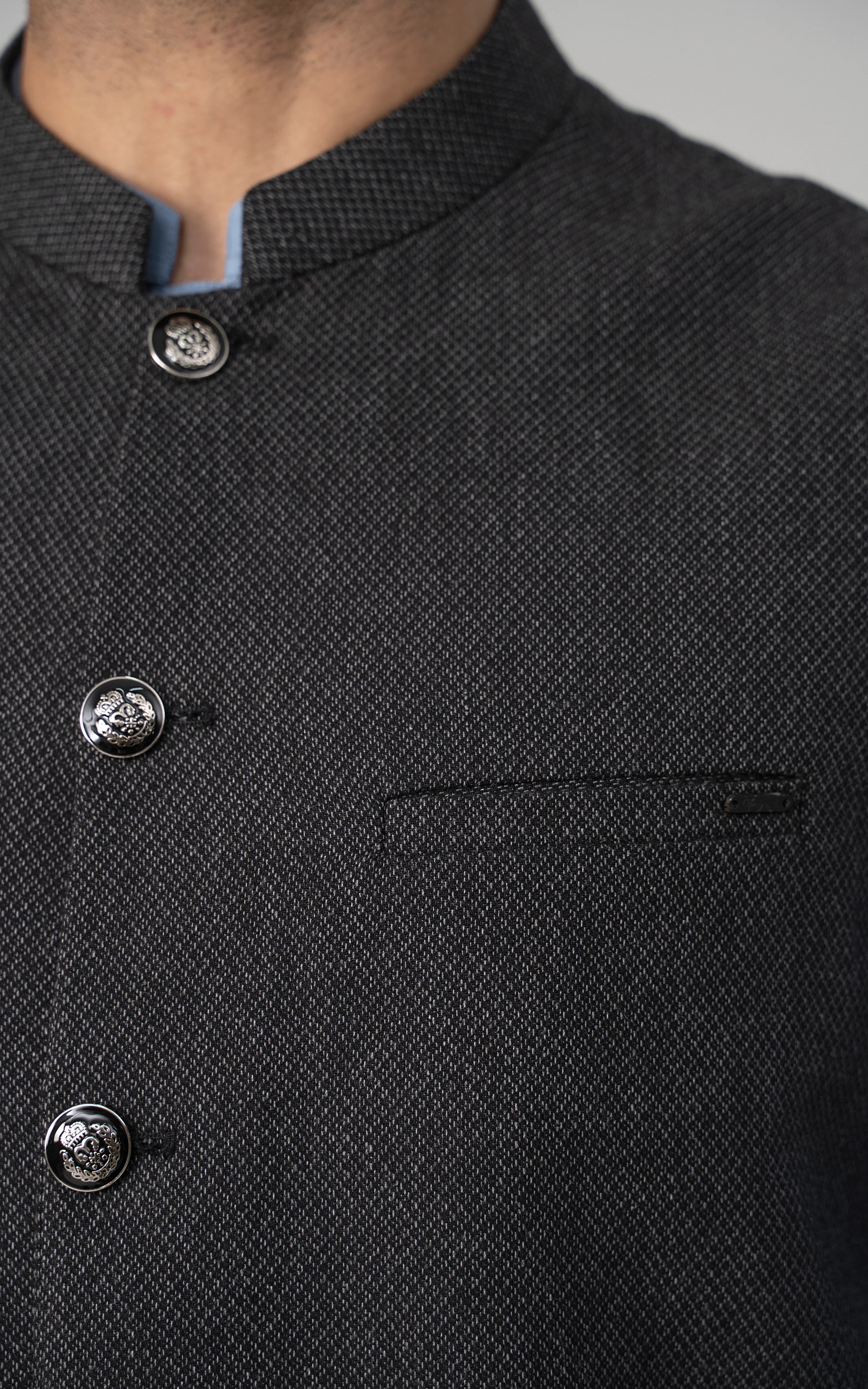 TEXTURED WOOL BLENDED WAISTCOAT - SIGNATURE COLLECTION CHARCOAL GREY - Image 6