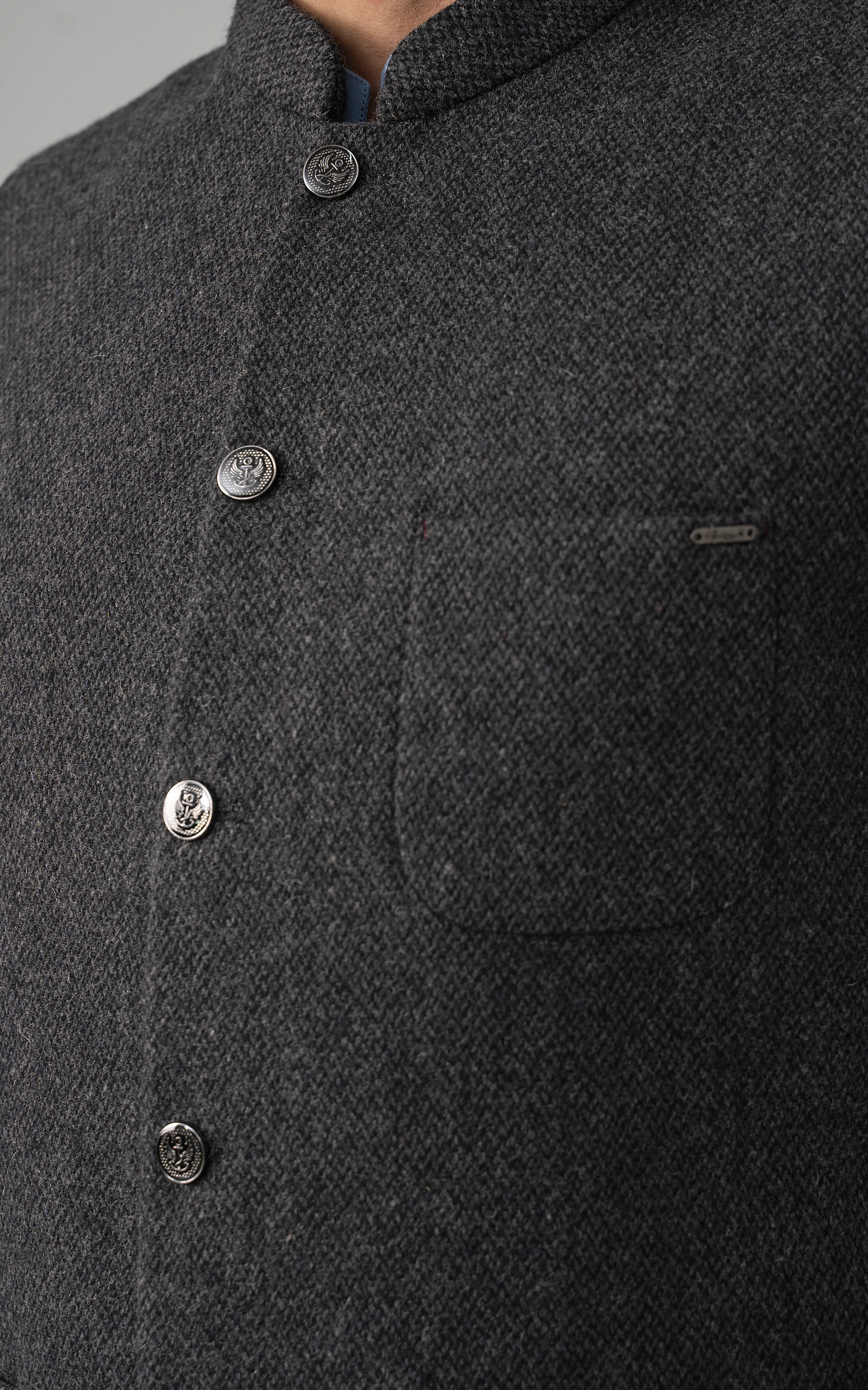 TEXTURED WOOL BLENDED WAISTCOAT - SIGNATURE COLLECTION GREY - Image 5