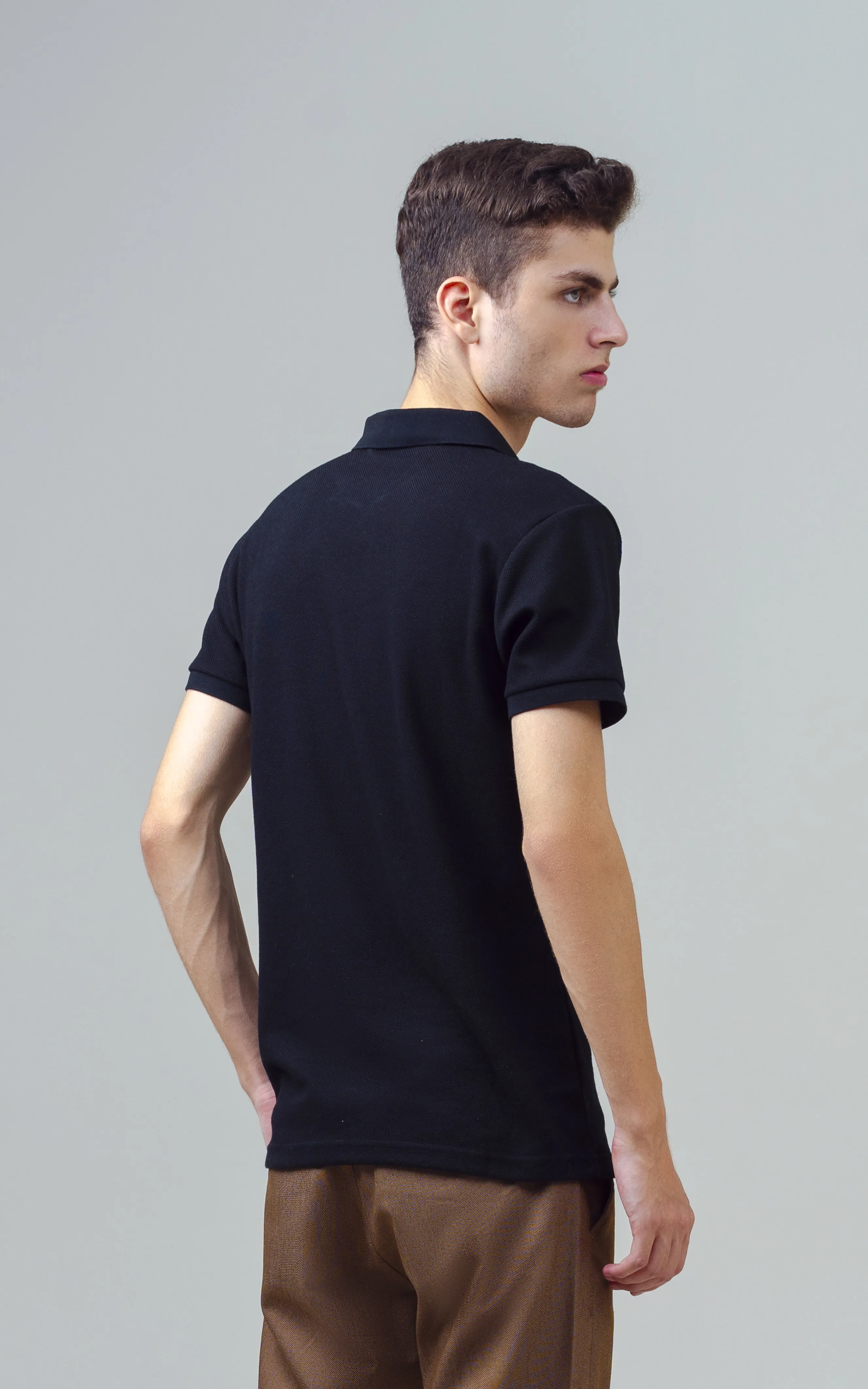 TEXTURED ZIPPER POLO BLACK - Image 5