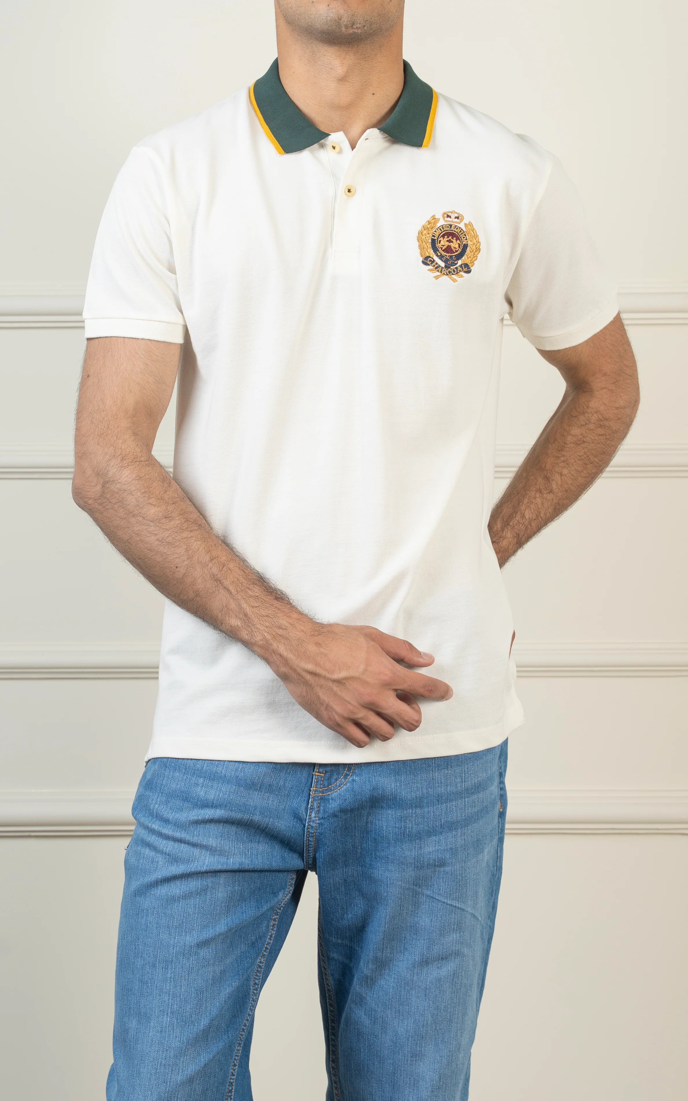TIPPING CONTRAST COLLAR POLO WHITE