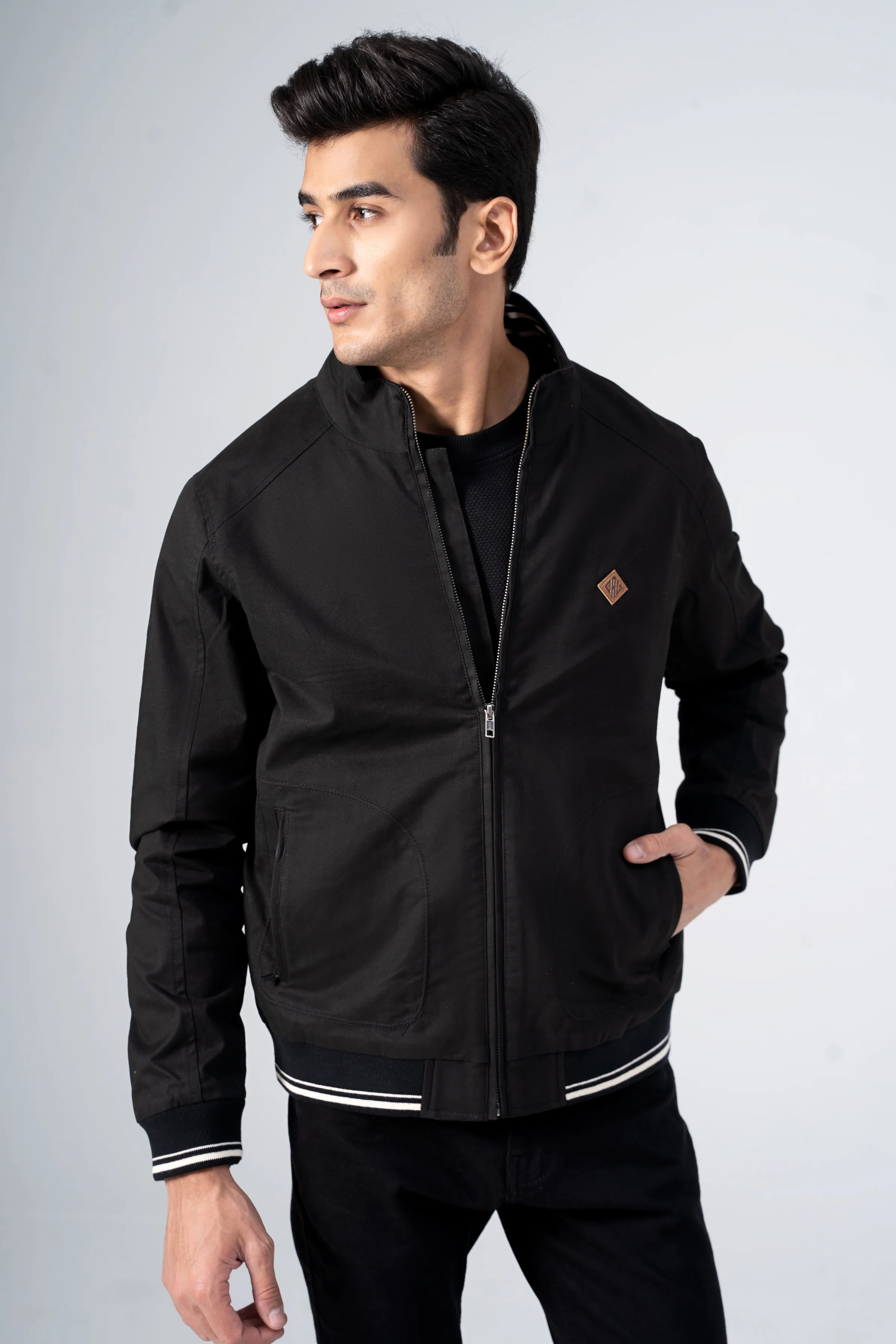 Tipping Cotton Jacket Black - Image 2