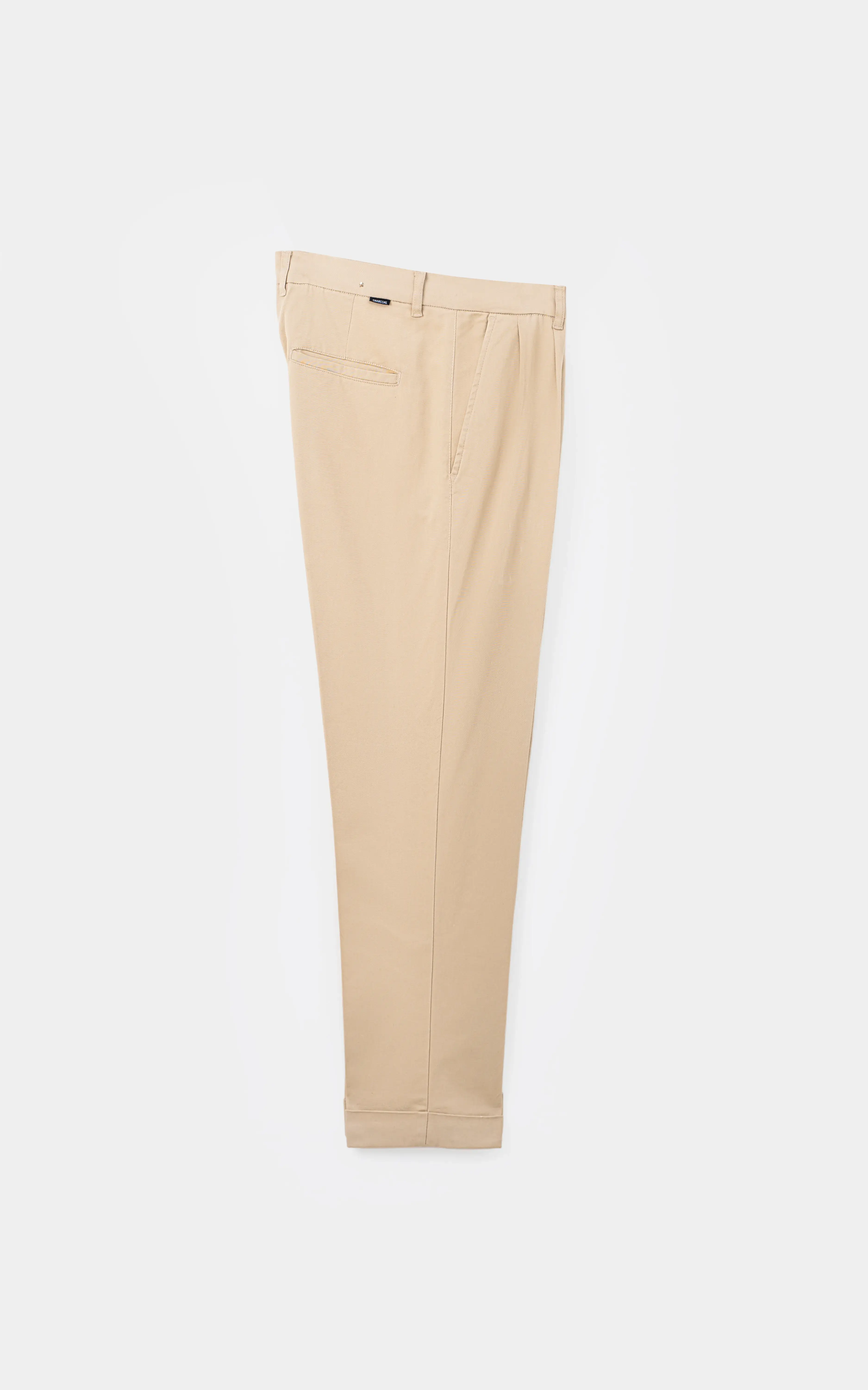 TWILL PLEATED REGULAR FIT CASUAL PANT LIGHT KHAKI - Image 2