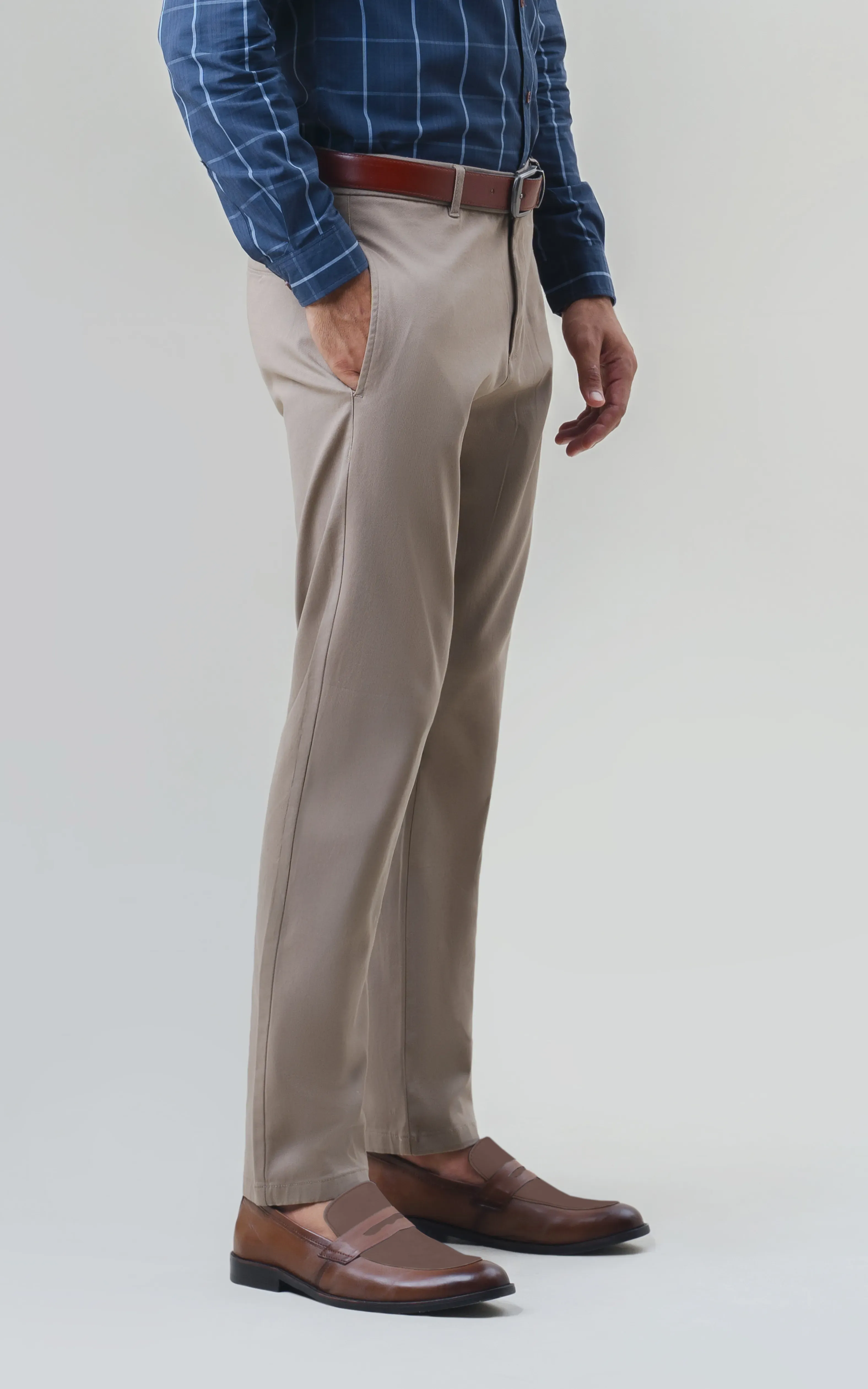 TWILL SMART FIT CASUAL PANT KHAKI - Image 3