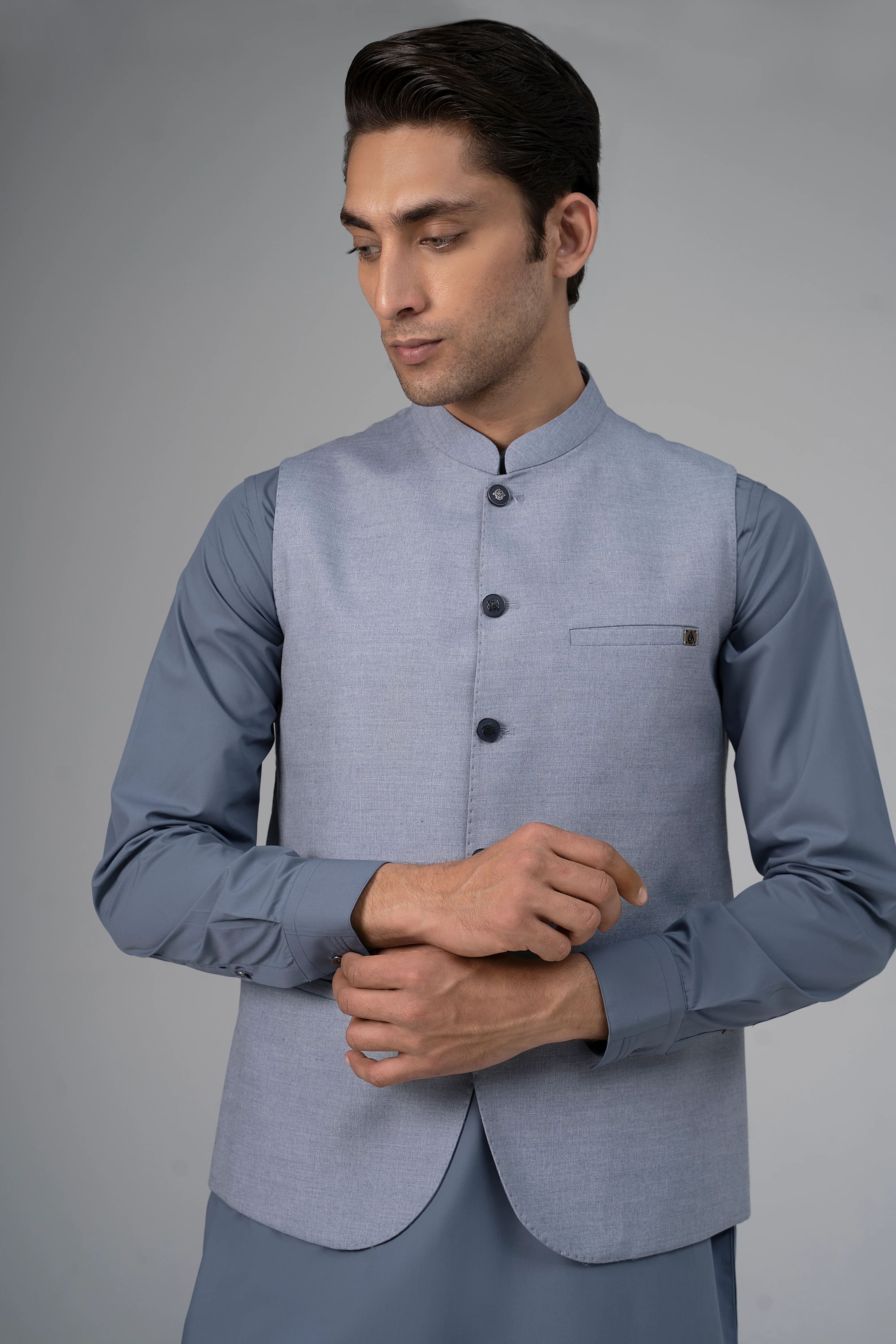 BLENDED WAISTCOAT - PREMIUM COLLECTION CLOUDY BLUE - Image 5