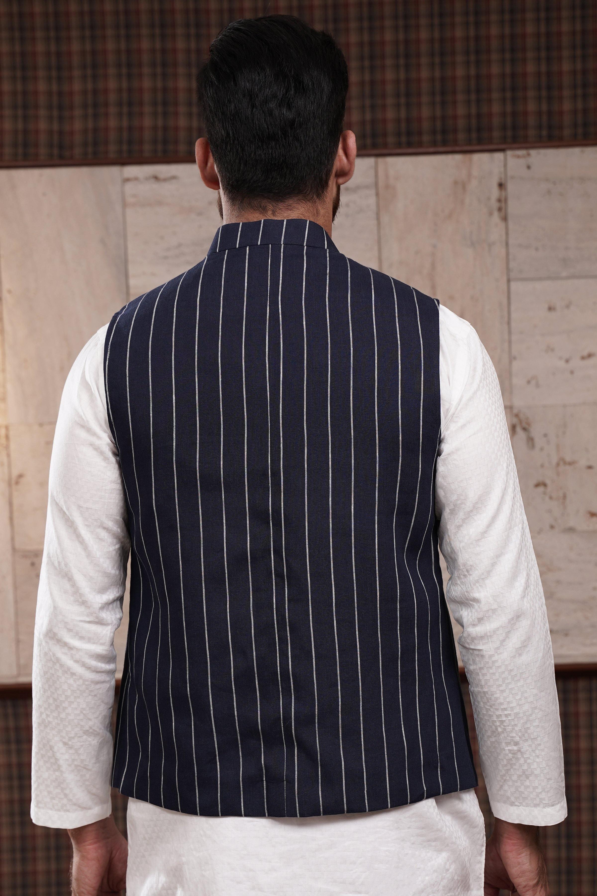 WAIST COAT NAVY WHITE - Image 3