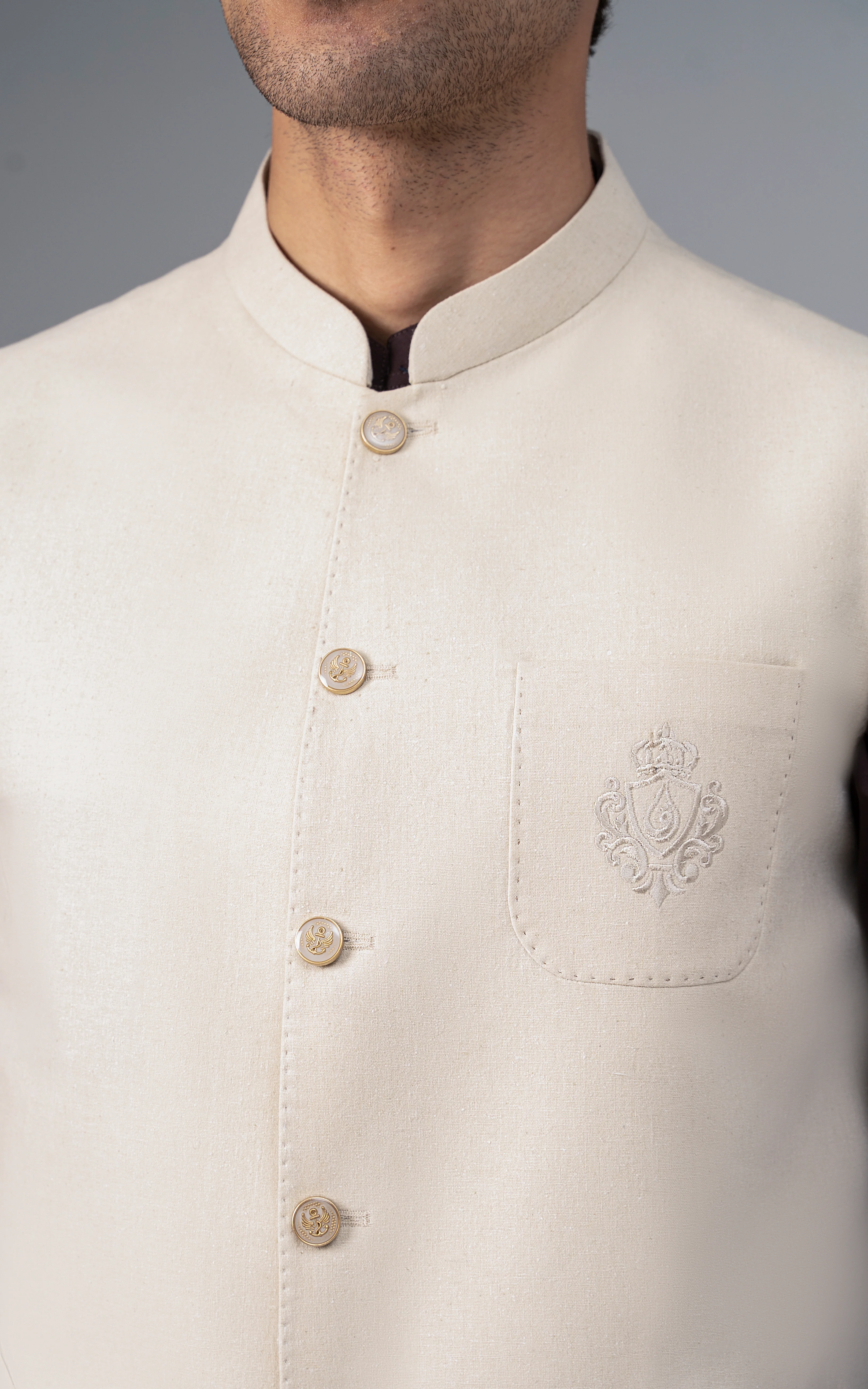 LOGO EMBROIDERED WAISTCOAT- CLASSIC COLLECTIONOFF WHITE - Image 5