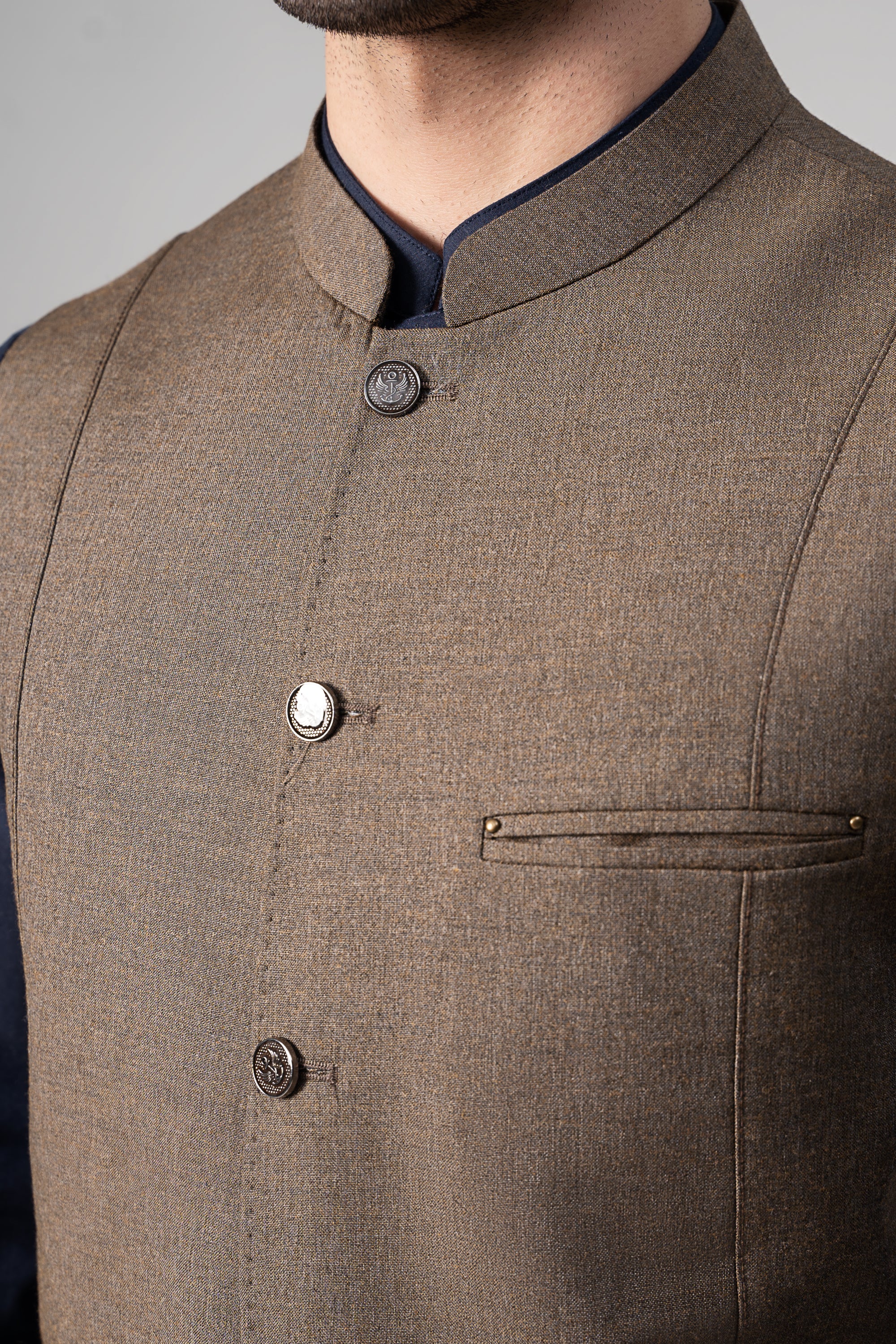 Mélange Tropical Waistcoat - SIGNATURE COLLECTION DARK KHAKI - Image 5
