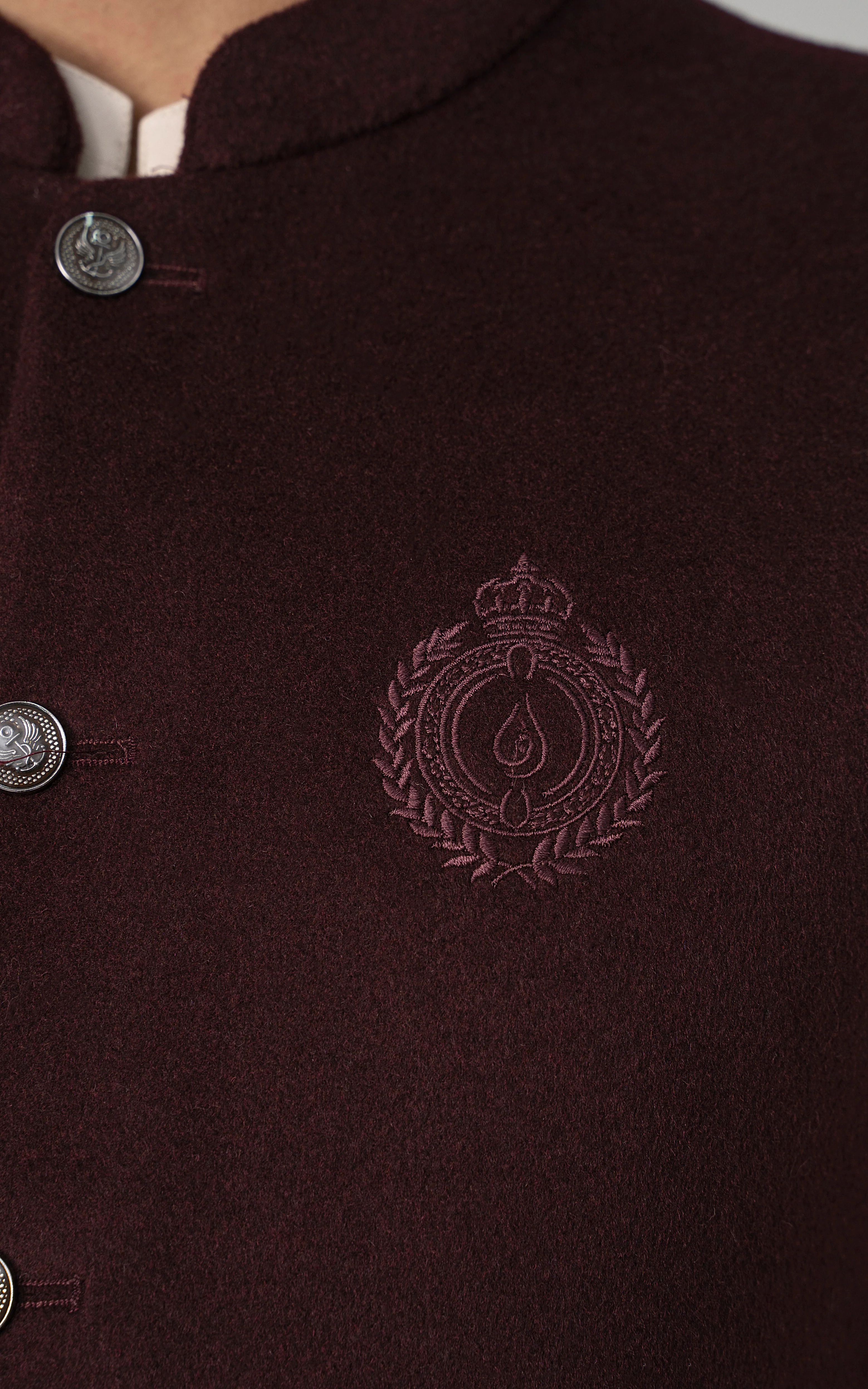 WOOL BLENDED WAISTCOAT - SIGNATURE COLLECTION MAROON - Image 7
