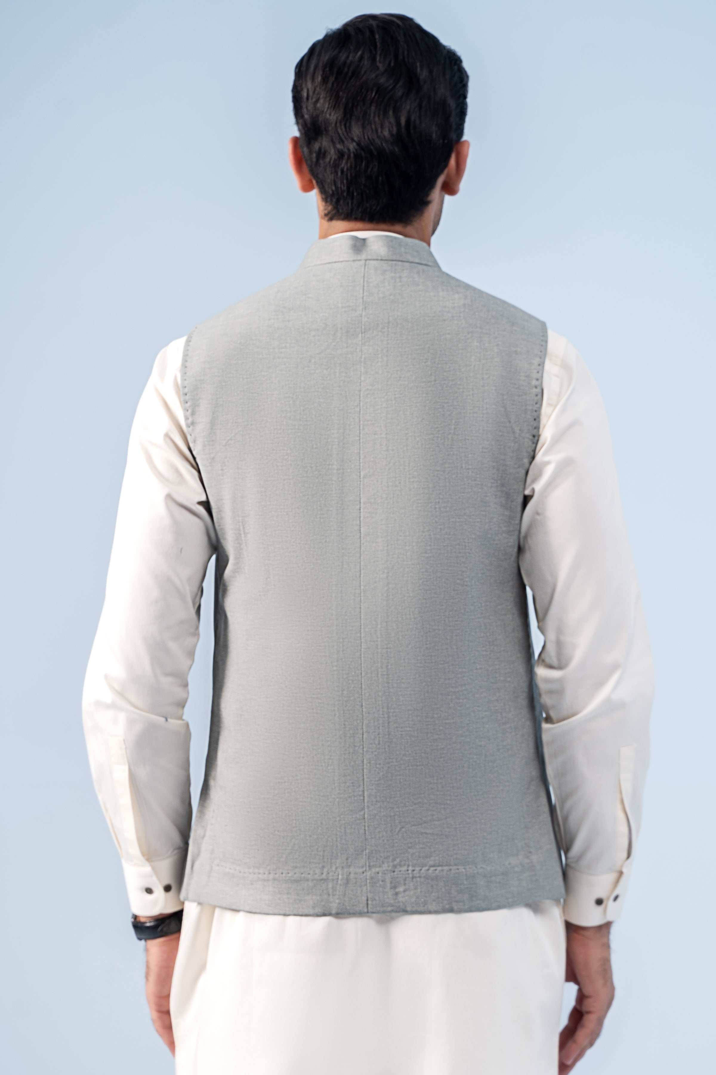 WAISTCOAT GREEN TEXTURED - Image 3