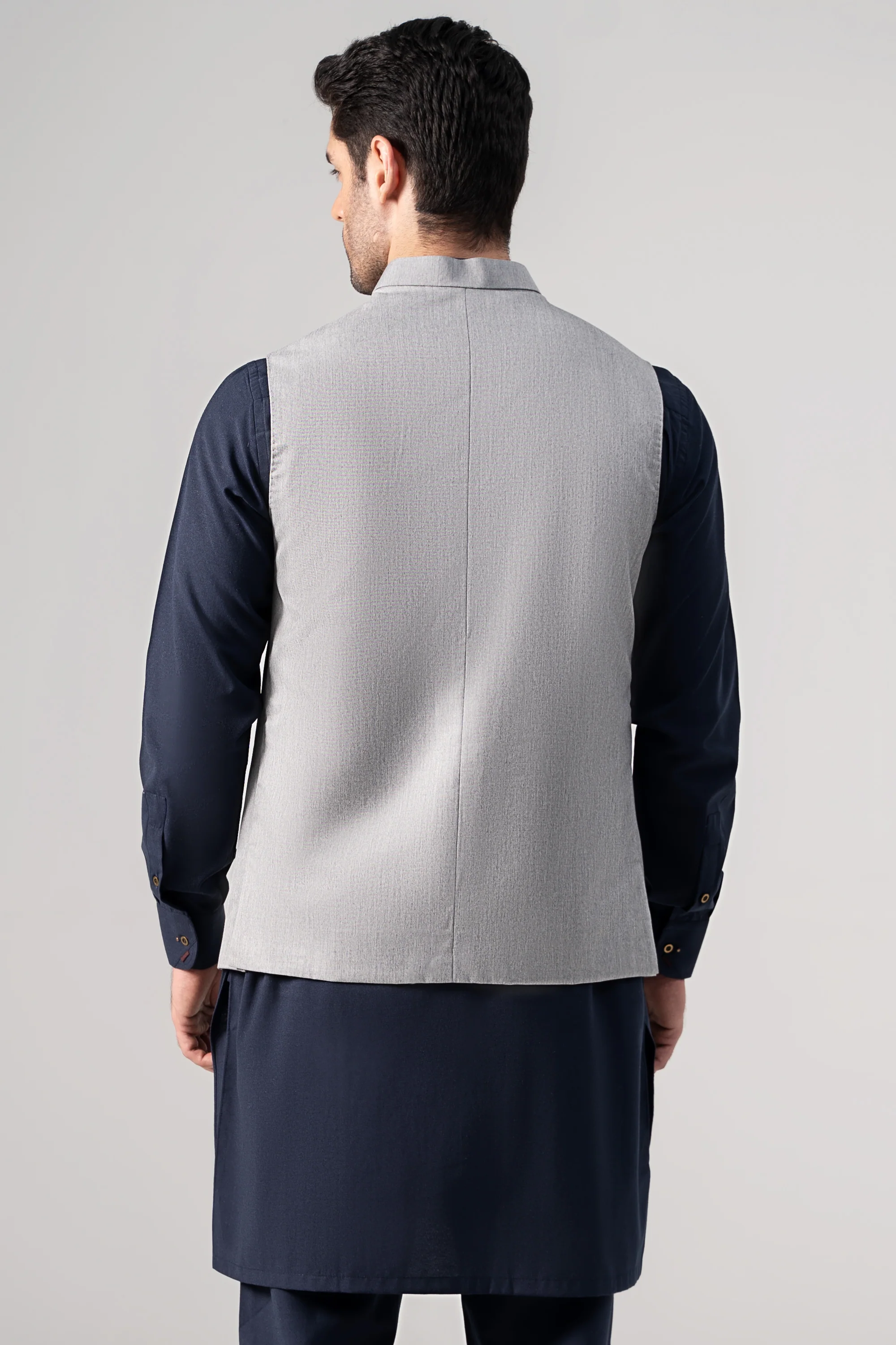 Textured Tropical Waistcoat - SIGNATURE COLLECTION LIGHT GREY - Image 4