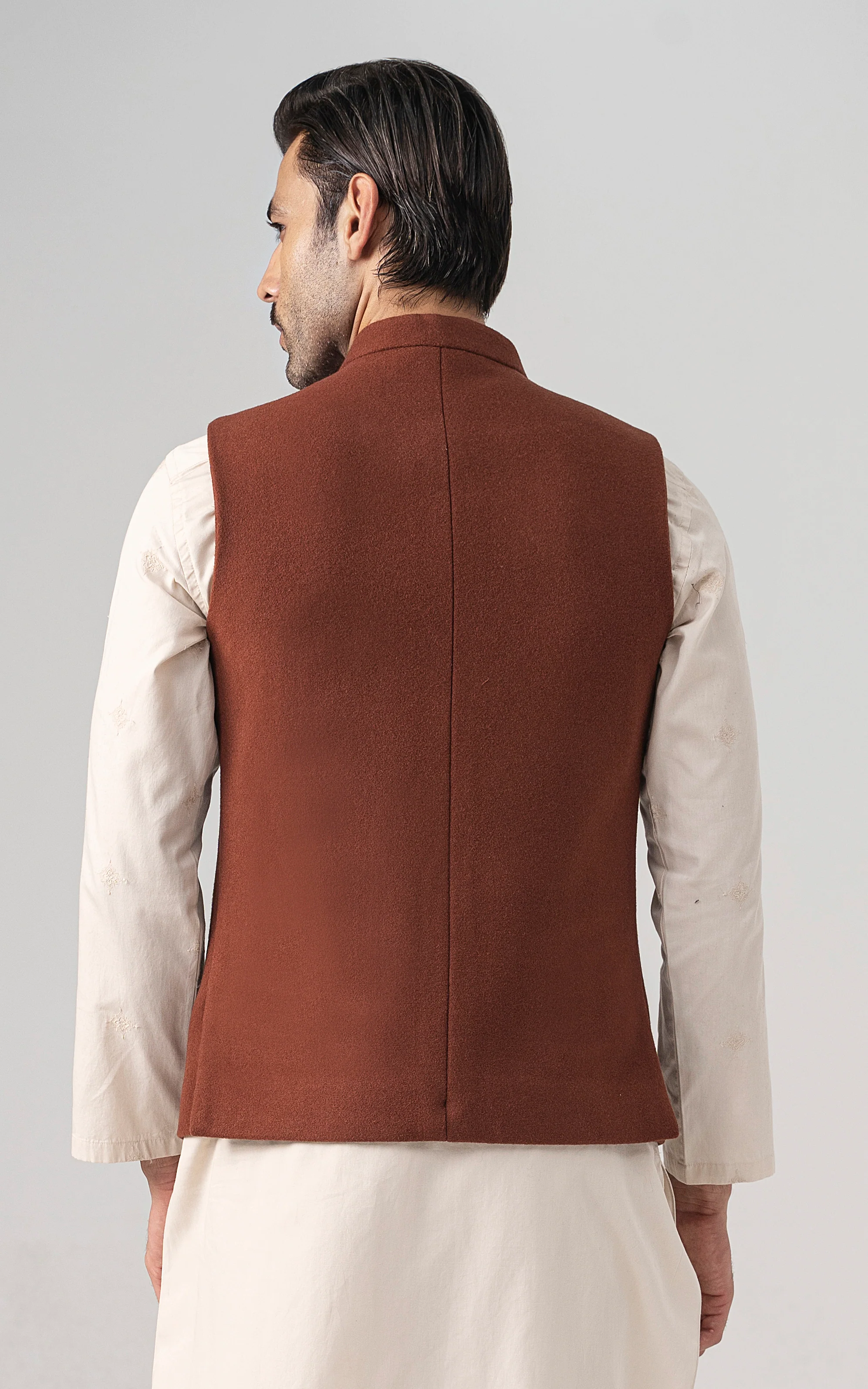 WOOL BLENDED WAISTCOAT - SIGNATURE COLLECTION RUST - Image 4