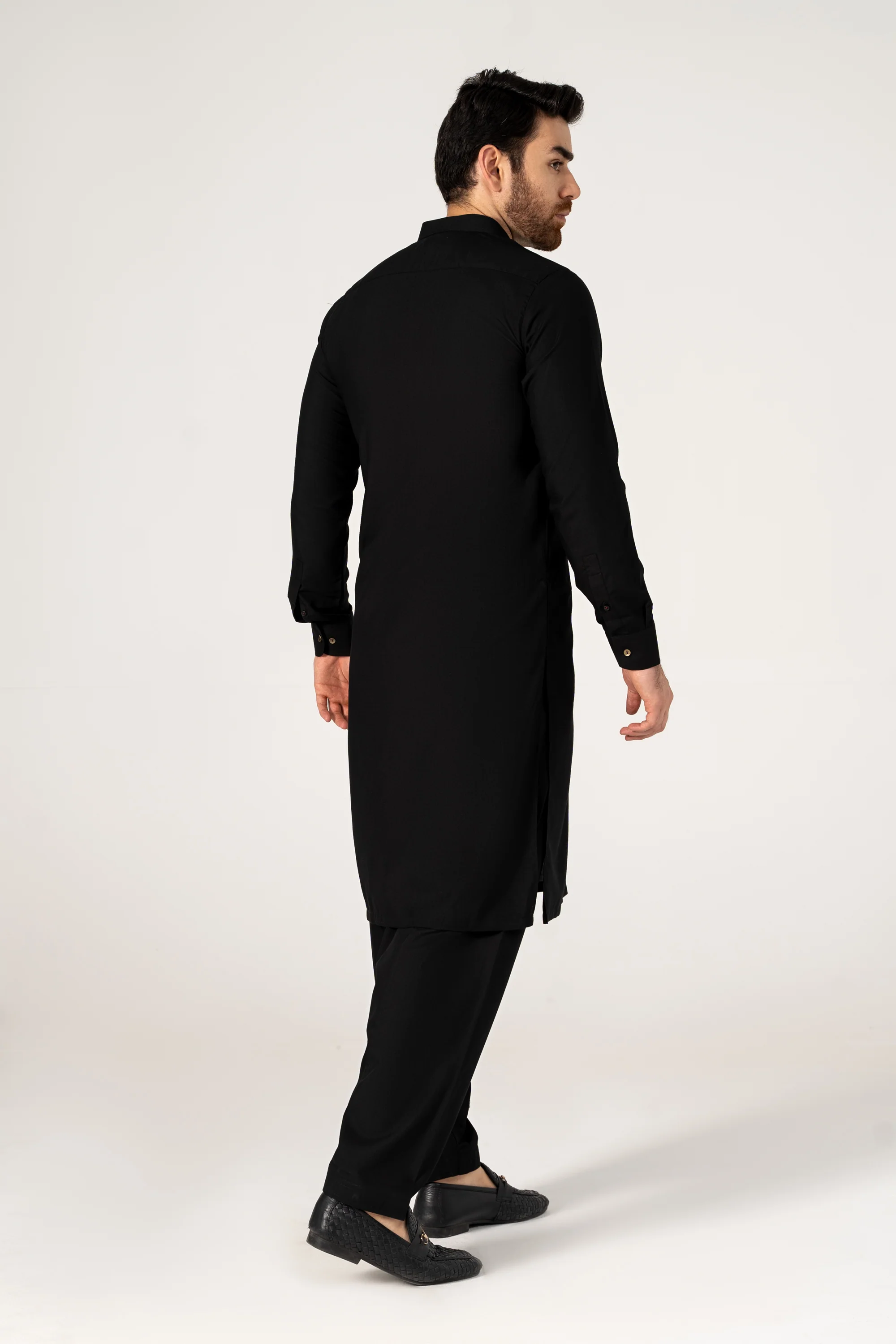 WASH AND WEAR KAMEEZ SHALWAR BLACK - Image 4