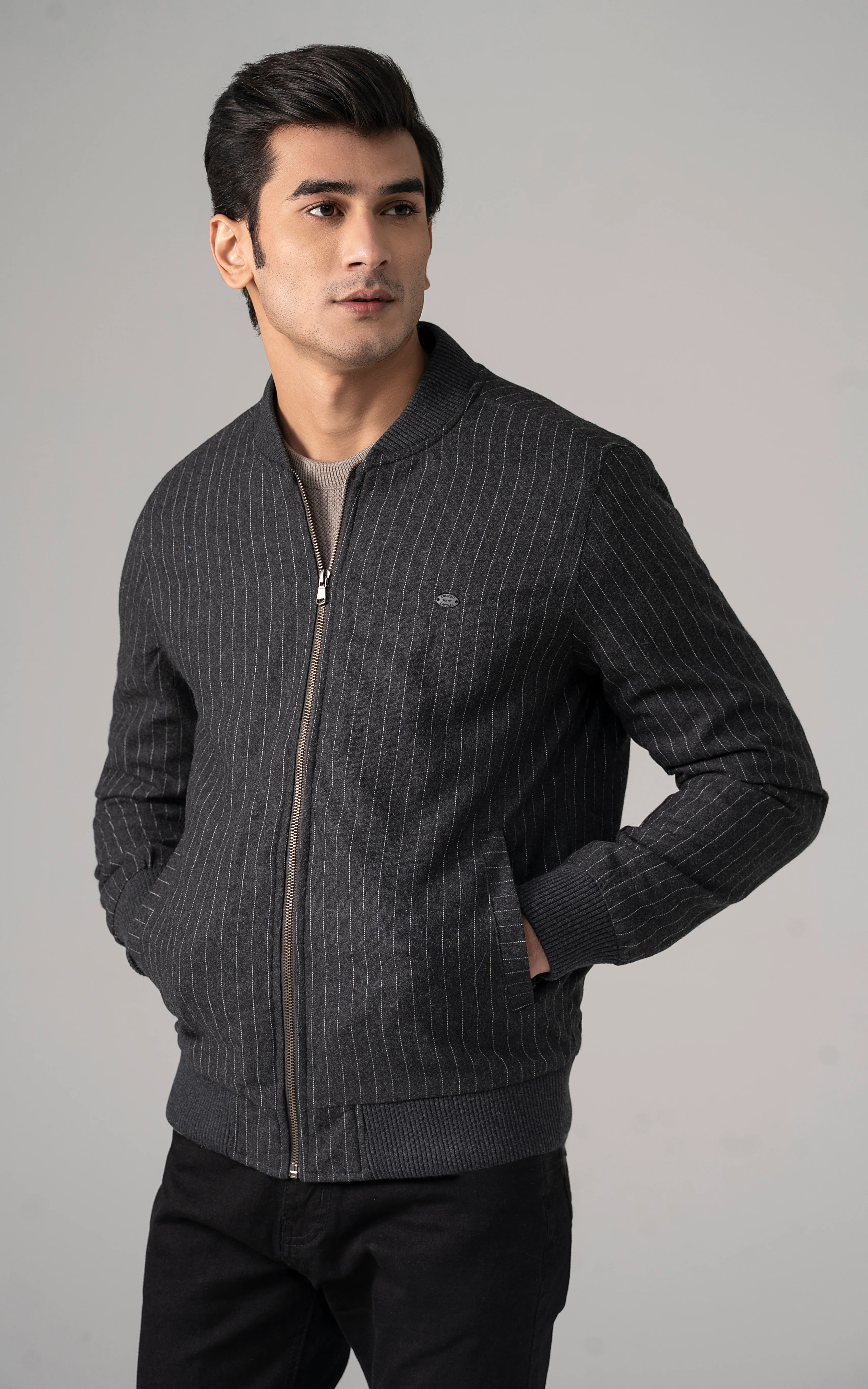Wool Blend Bomber Jacket charcoal - Image 2