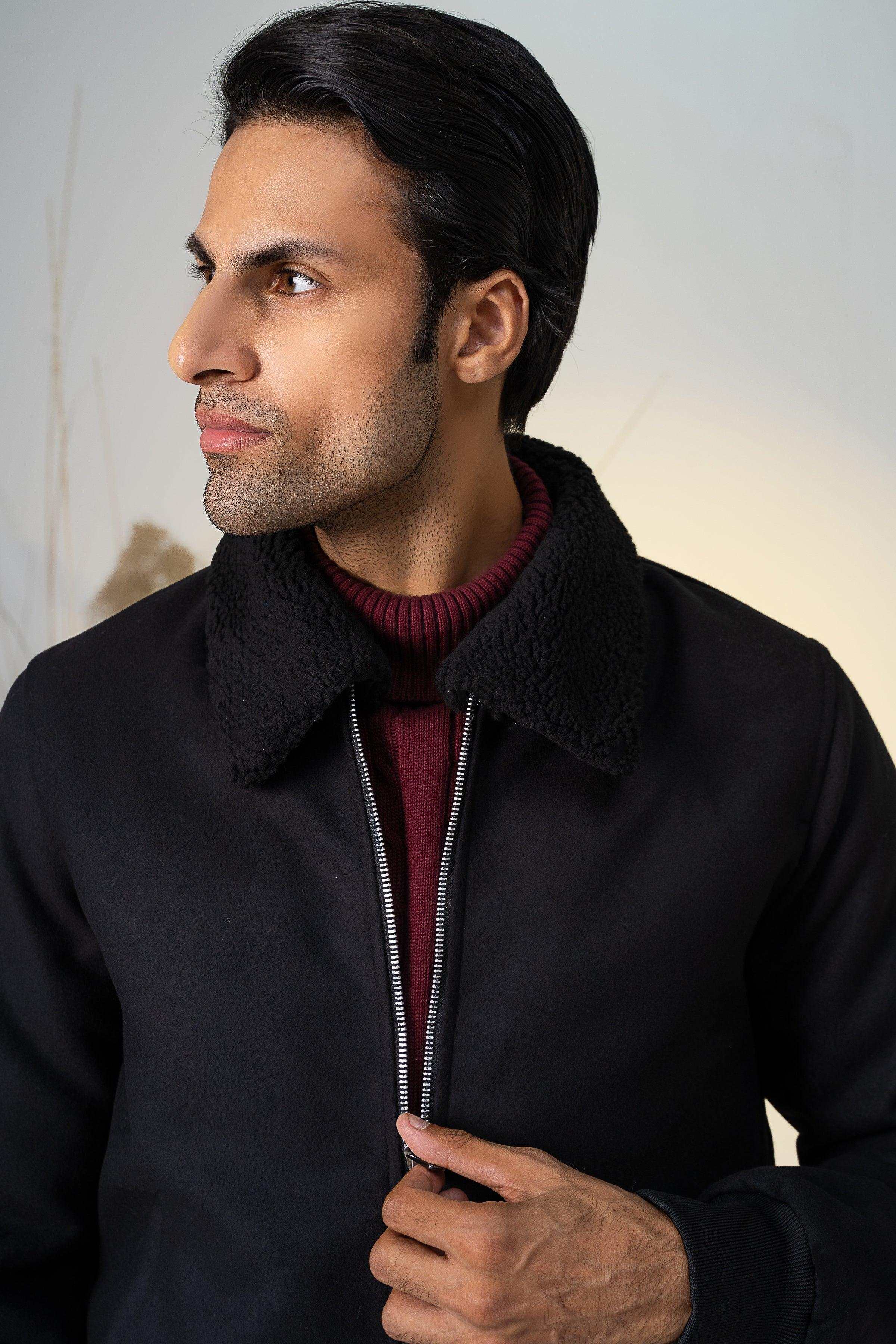 WOOL JACKET F/S BLACK - Image 4