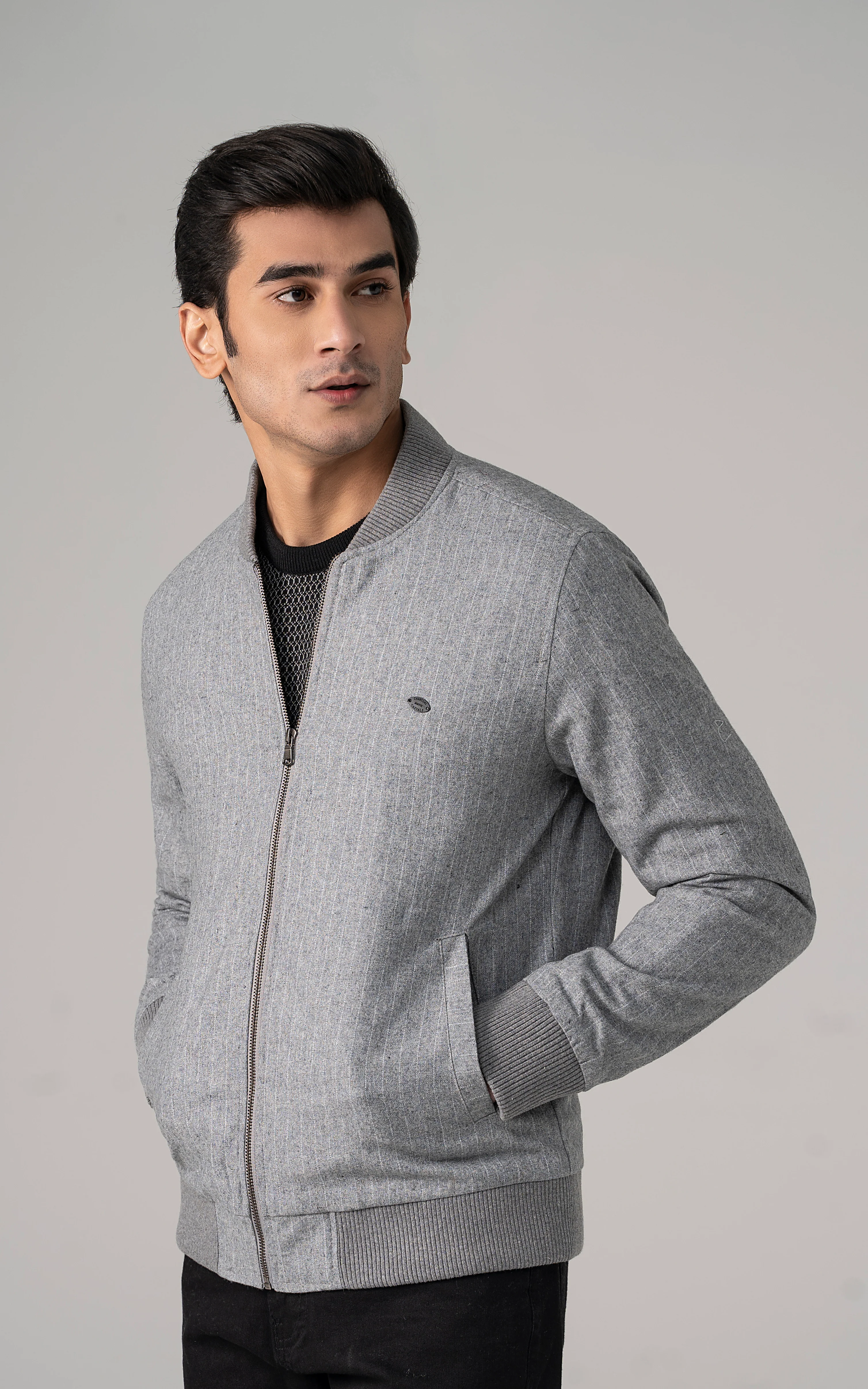 Wool Blend Bomber Jacket grey - Image 2