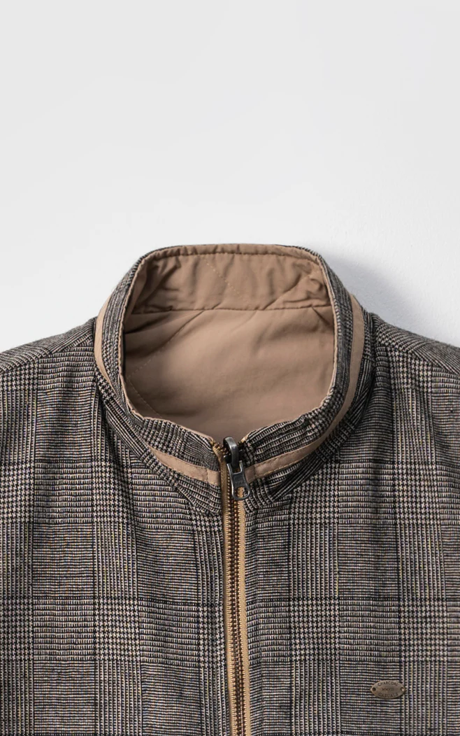 WOOL QUILTED SLEEVELESS REVERSIBLE JACKET CHARCOAL BEIGE - Image 2