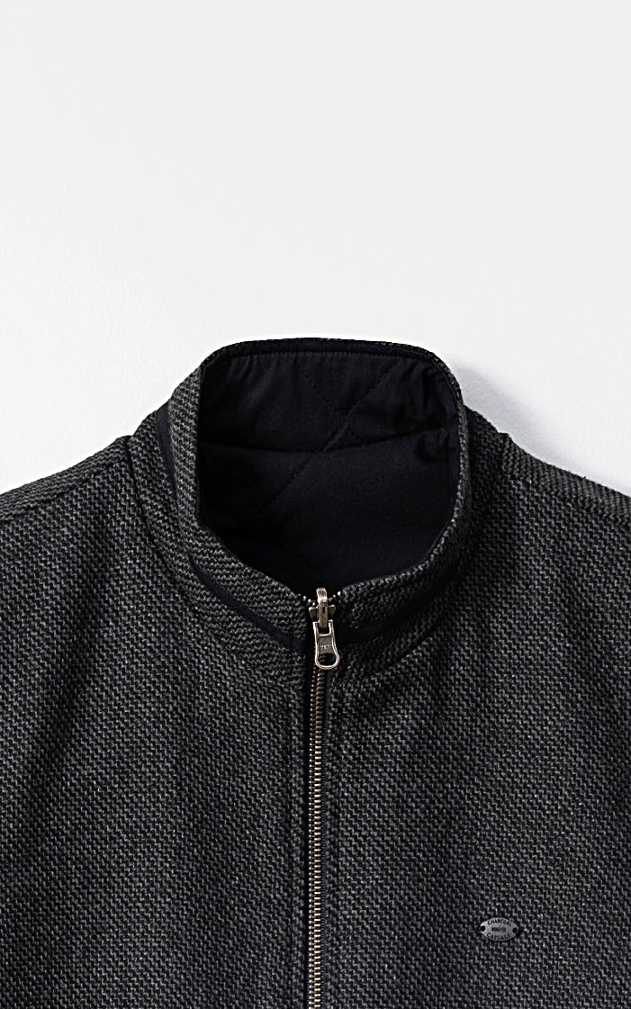WOOL QUILTED SLEEVELESS REVERSIBLE JACKET CHARCOAL GREY - Image 2
