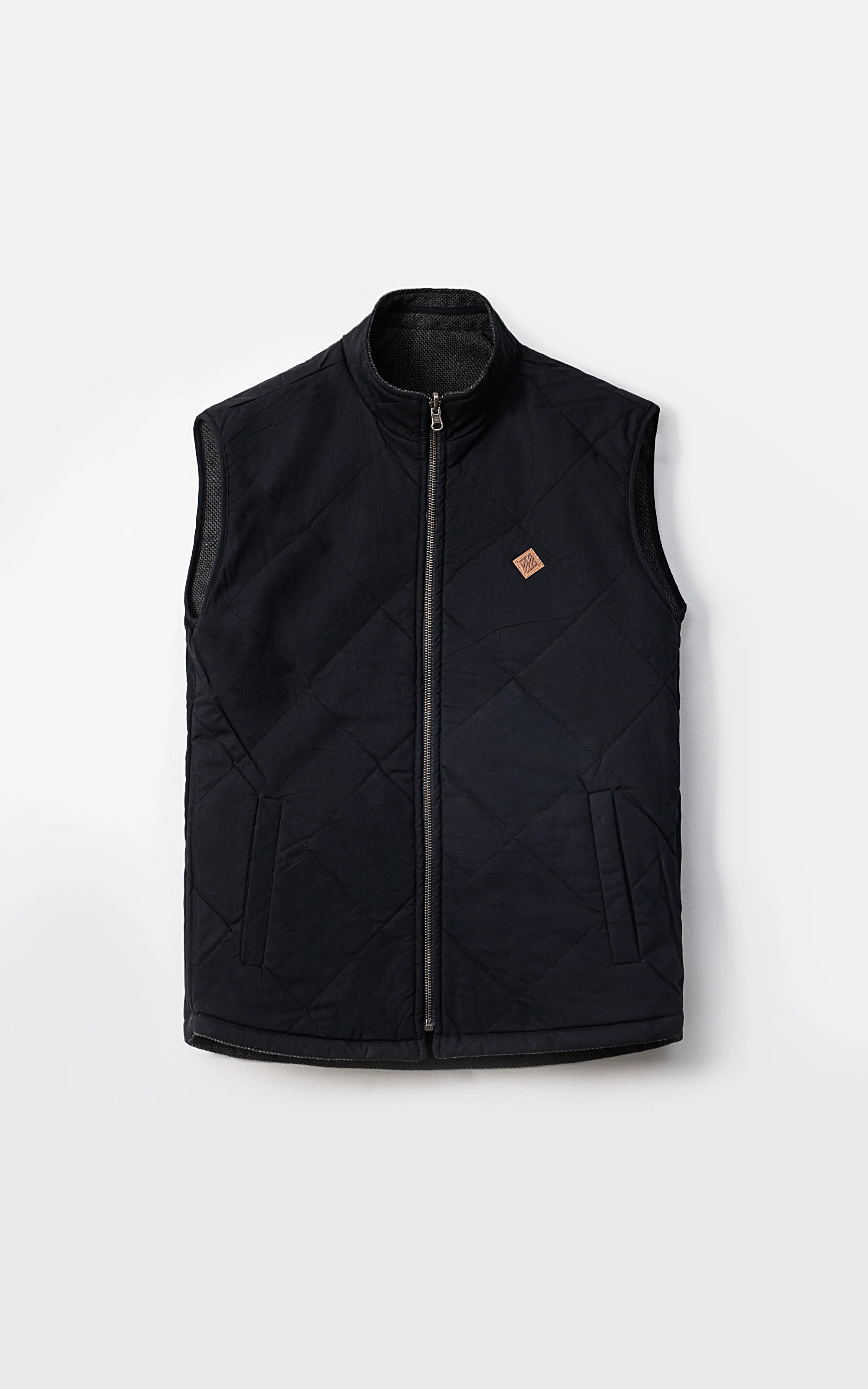 WOOL QUILTED SLEEVELESS REVERSIBLE JACKET CHARCOAL GREY - Image 5