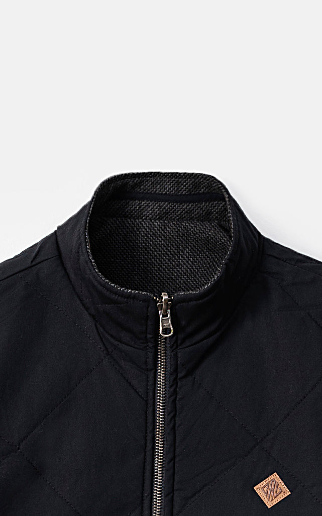 WOOL QUILTED SLEEVELESS REVERSIBLE JACKET CHARCOAL GREY - Image 6