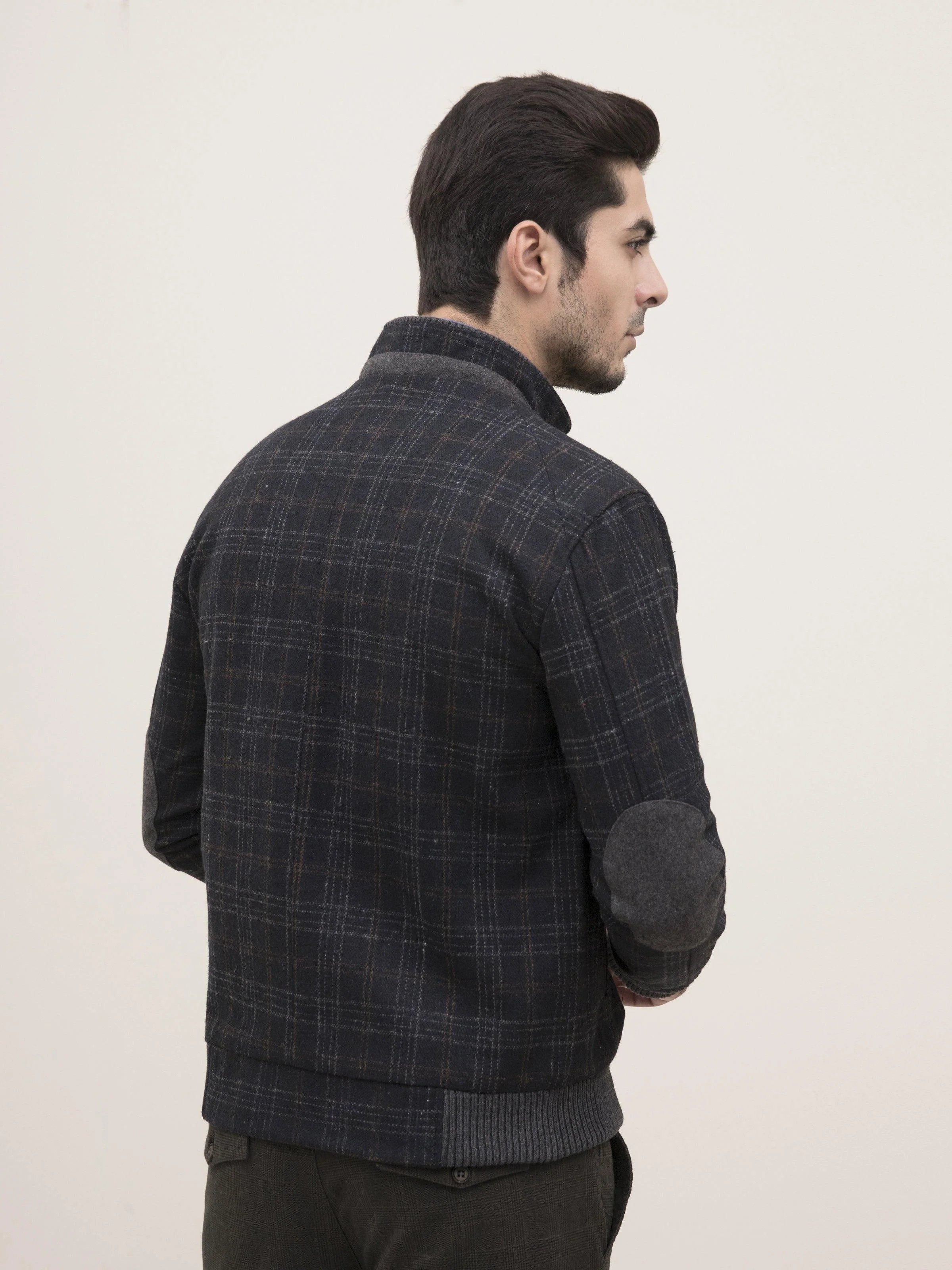 WOOLEN JACKET FULL SLEEVE NAVY GREY - Image 3