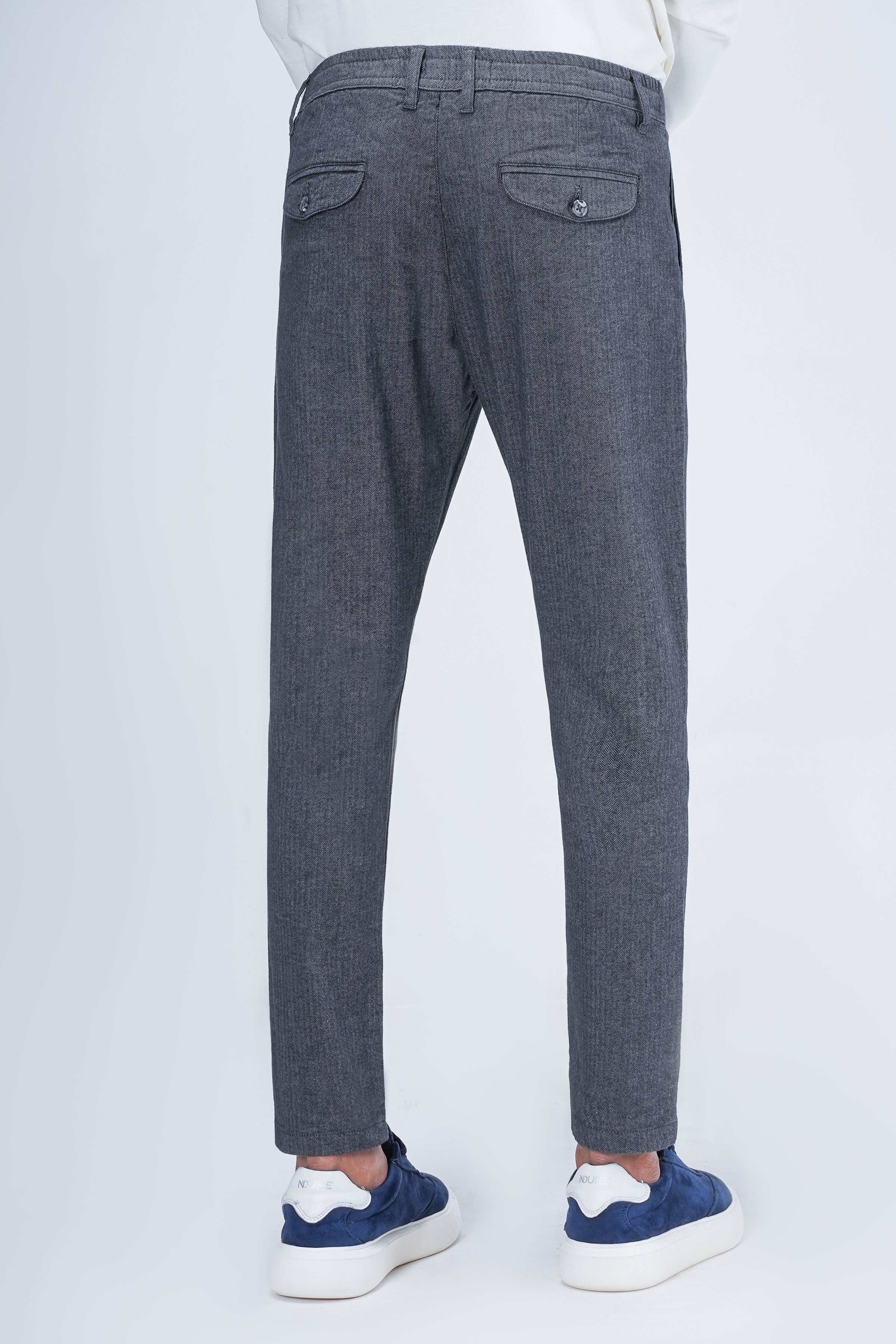 WOOLEN JOGGER WAIST TROUSER GREY BLACK - Image 3