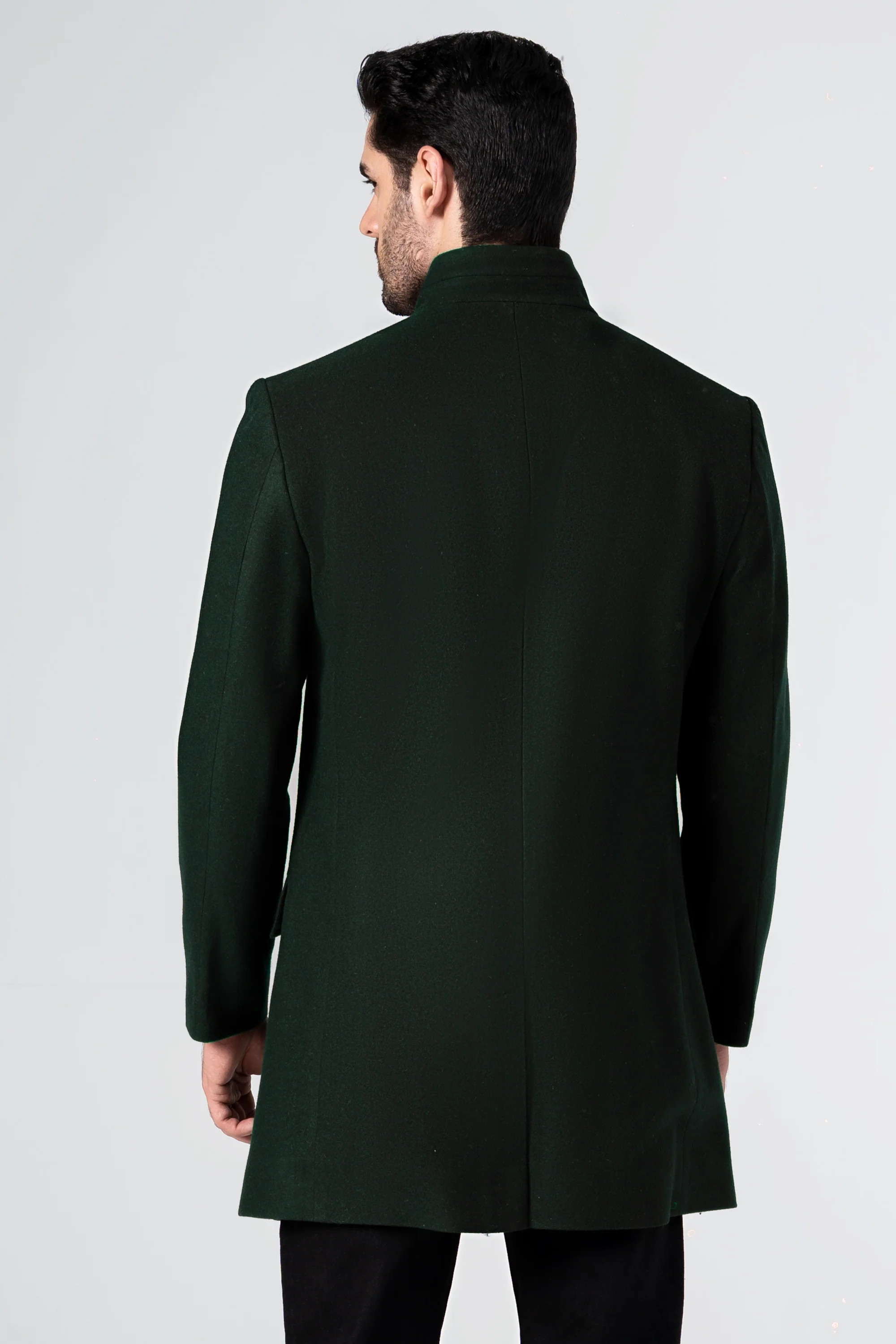 WOOLEN LONG COAT DARK GREEN - Image 4