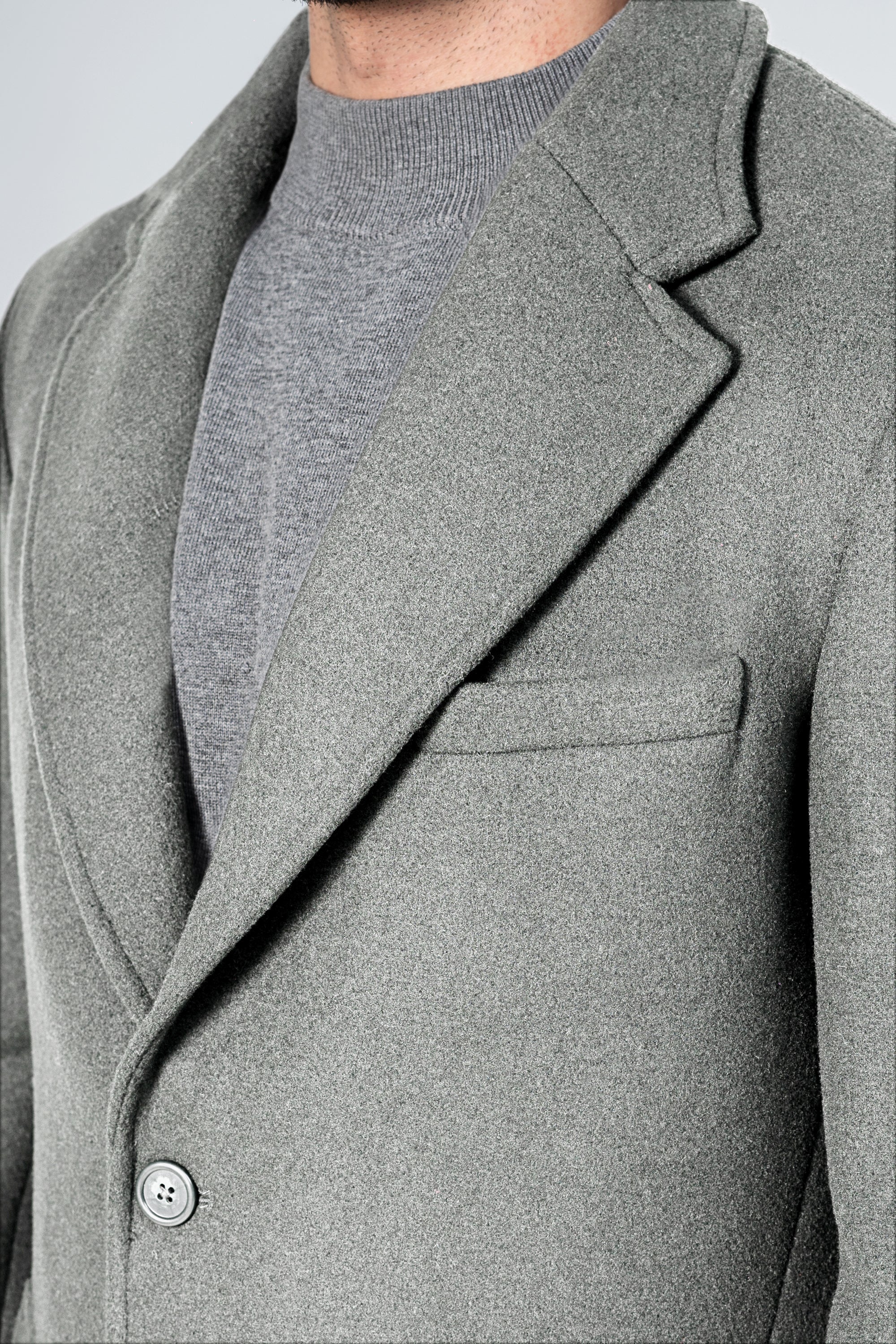 WOOLEN LONG COAT LIGHT GREY - Image 2