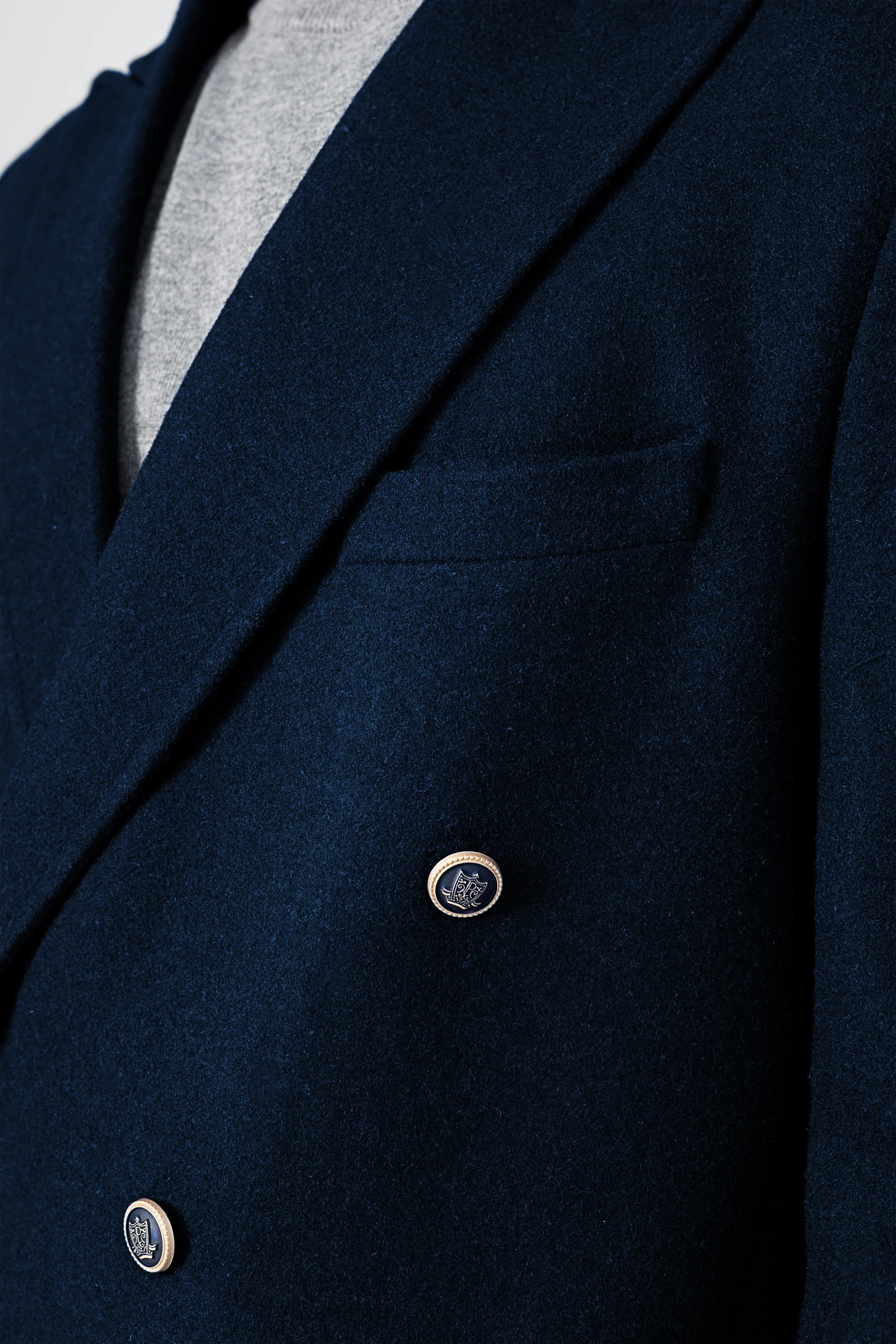 WOOLEN LONG COAT NAVY - Image 2