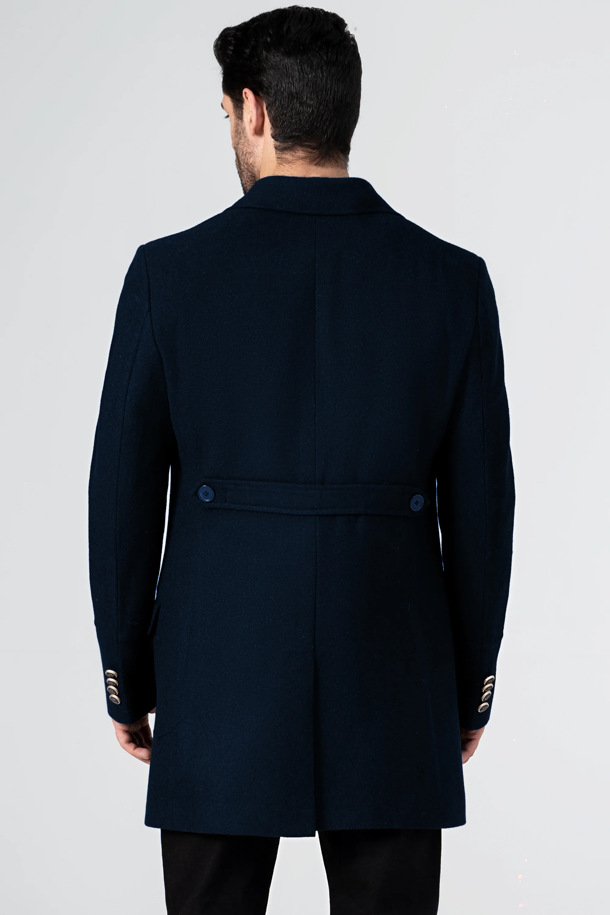 WOOLEN LONG COAT NAVY - Image 4