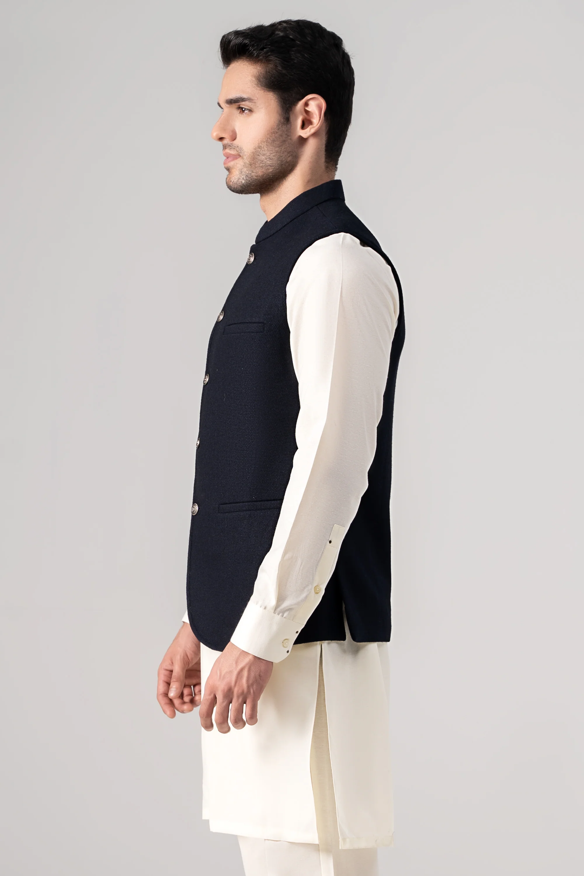 WOOLEN WAISTCOAT NAVY - Image 3