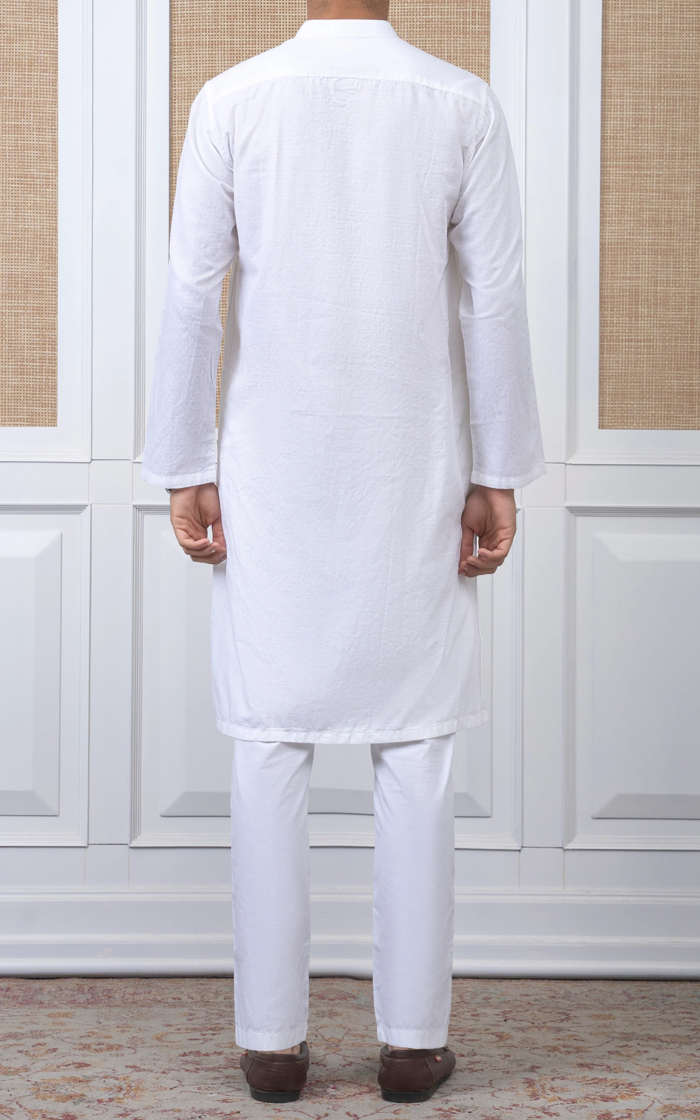 YARN DYED JACQUARD KURTA - PREMIUM COLLECTION WHITE - Image 5