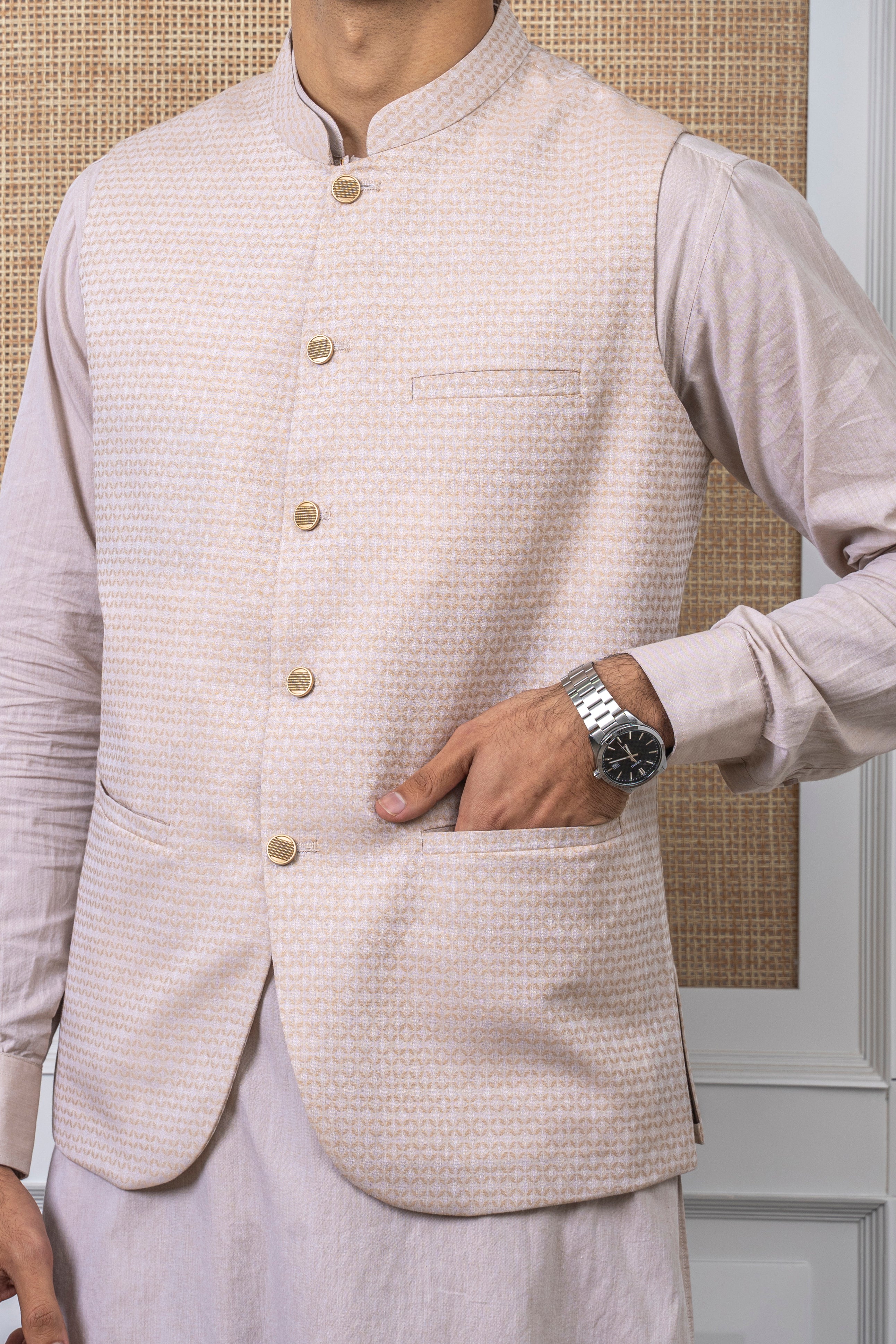YARN DYED JACQUARD W/C -PREMIUM COLLECTION LIGHT BEIGE - Image 2