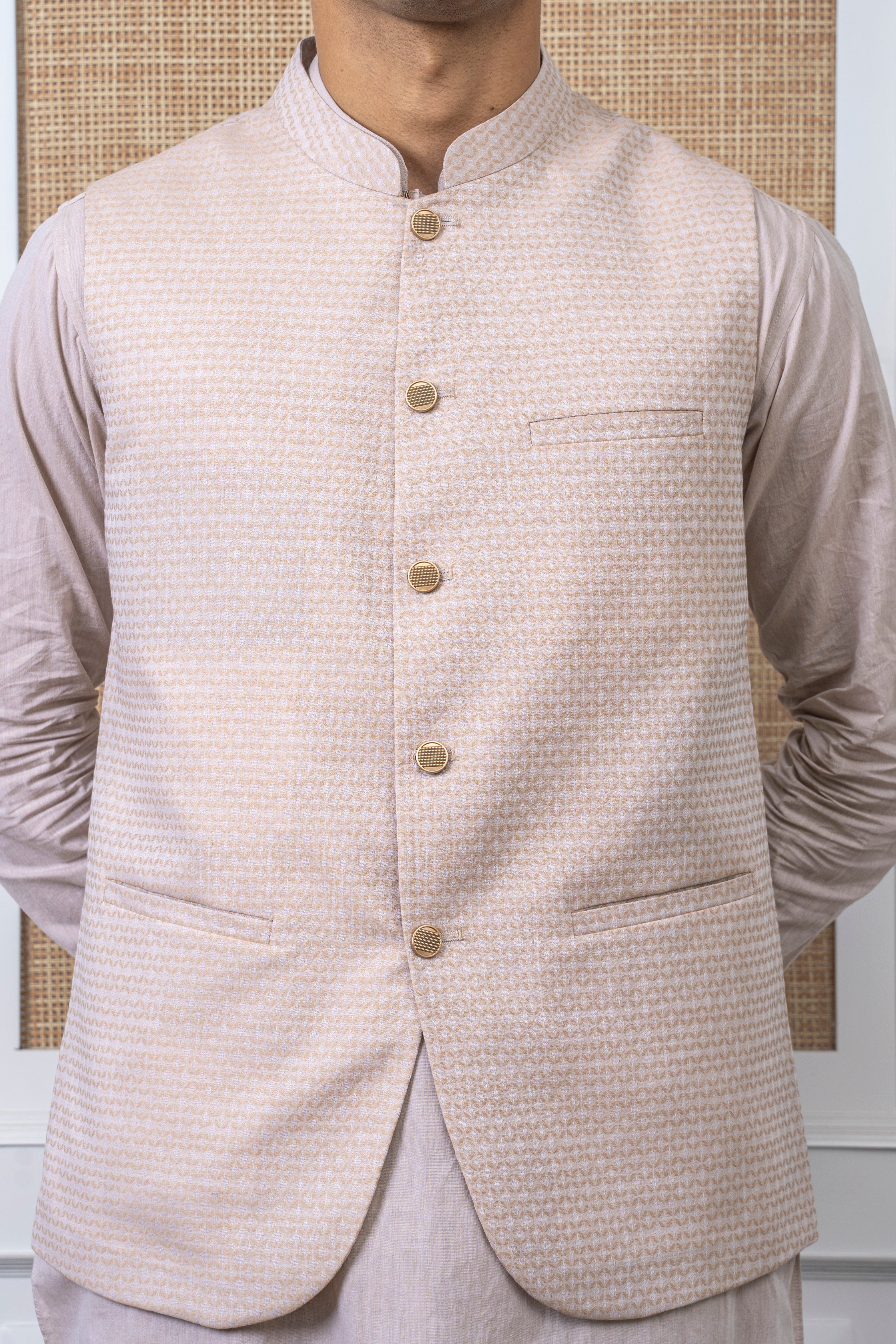 YARN DYED JACQUARD W/C -PREMIUM COLLECTION LIGHT BEIGE - Image 4