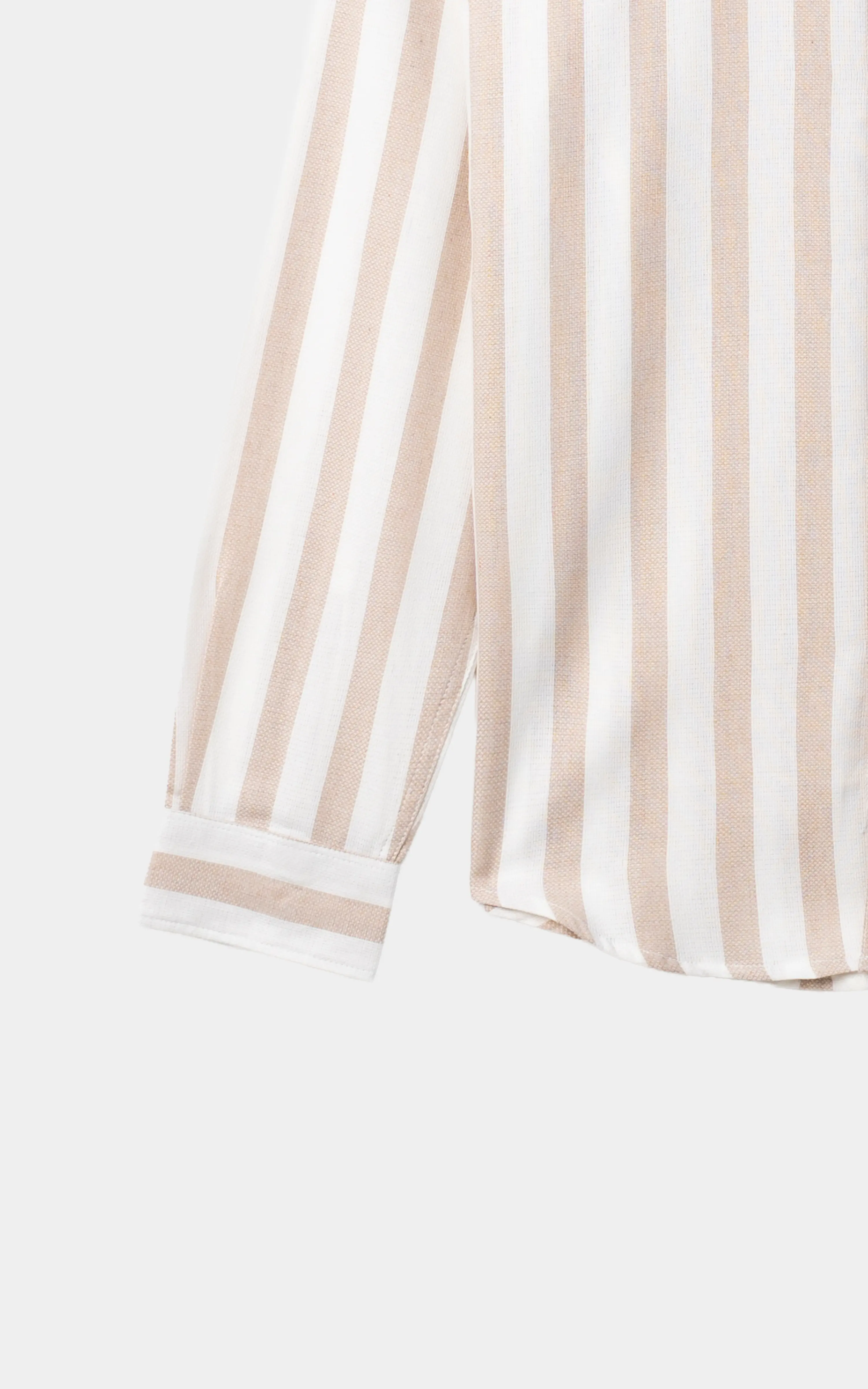 YARN DYED STRIPED CASUAL SHIRT WHITE BEIGE STRIPE - Image 3