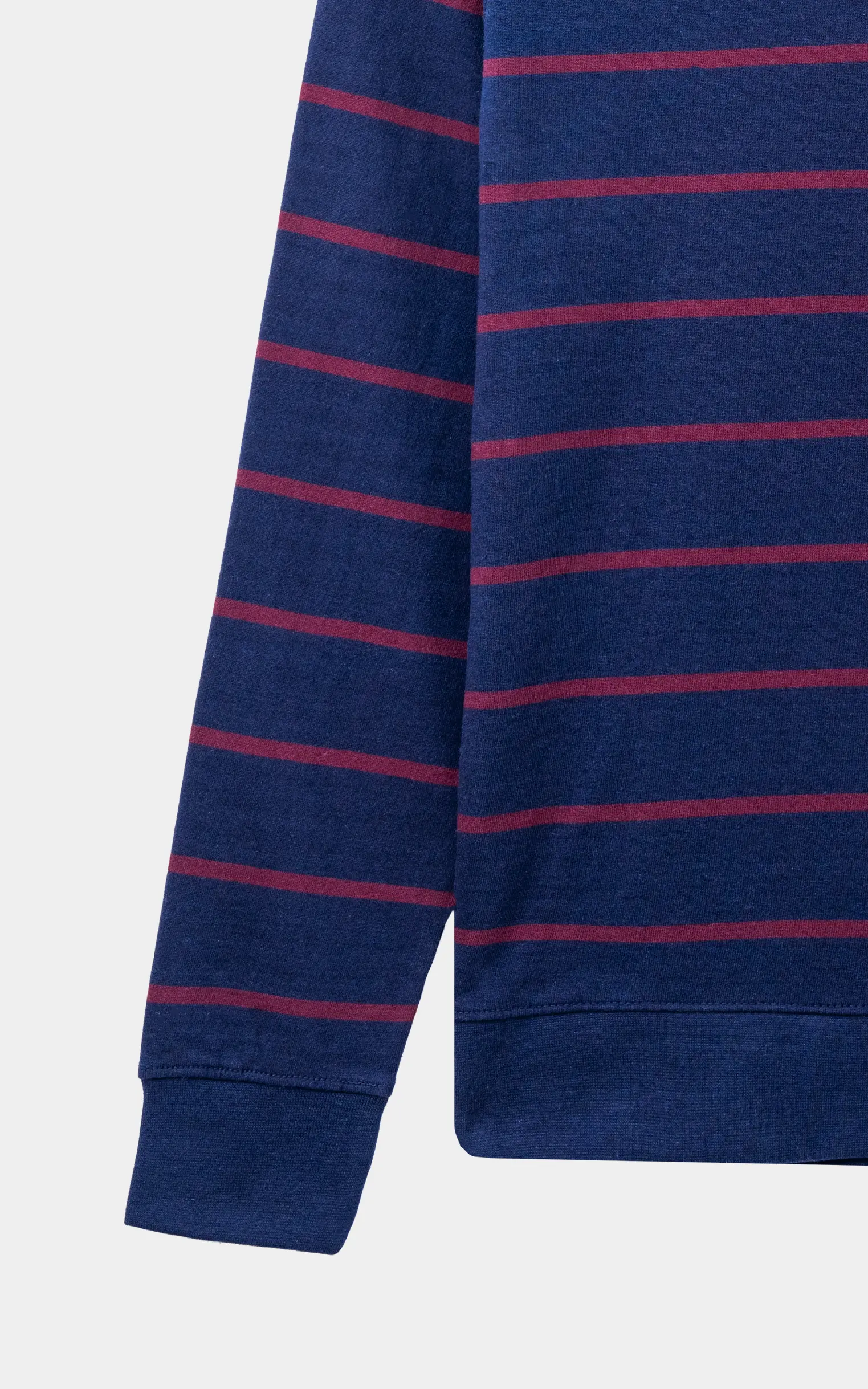 YARN-DYED STRIPED SWEATSHIRT NAVY MAROON - Image 5