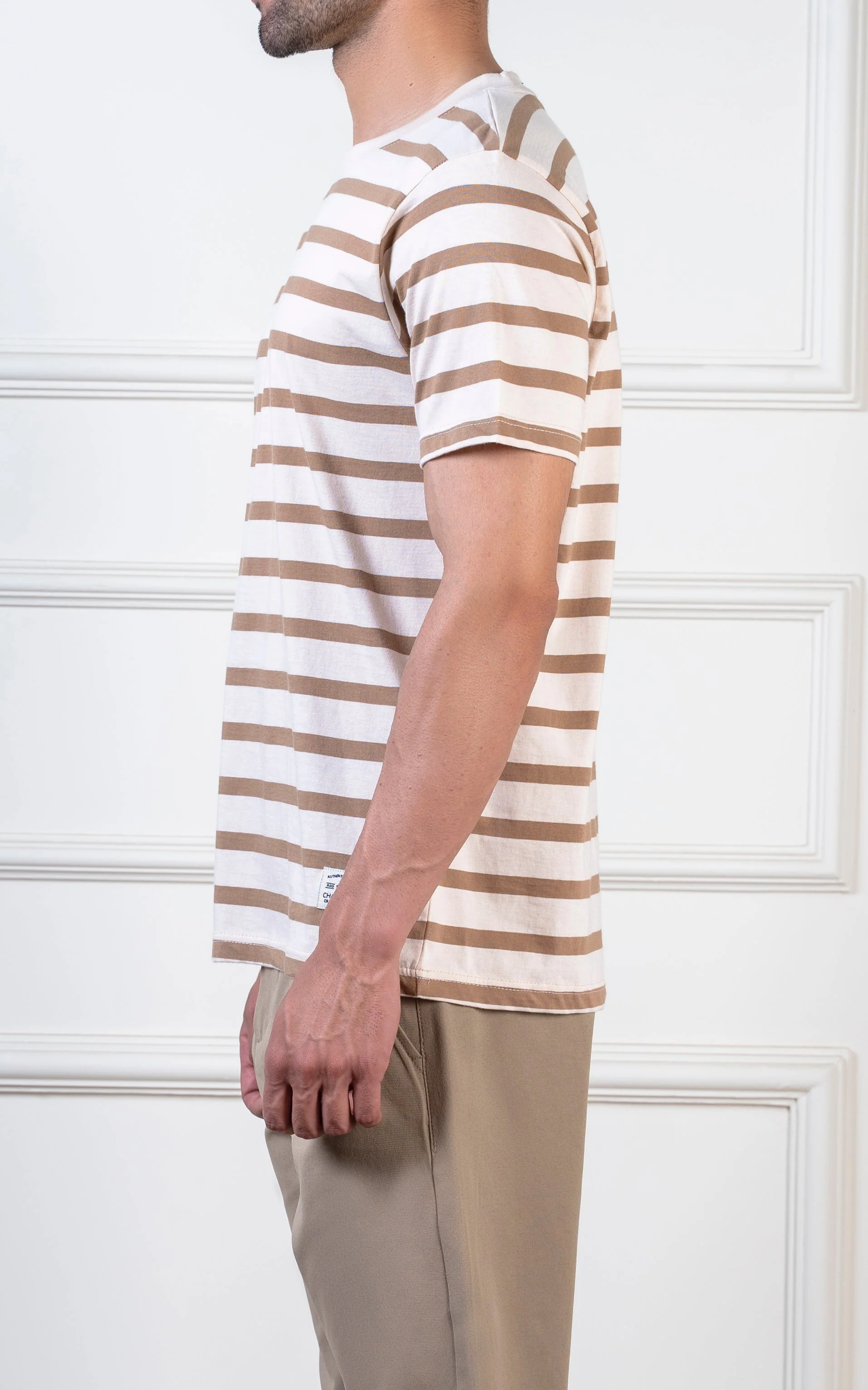 Yarn-dyed striped T-Shirt beige khaki - Image 14